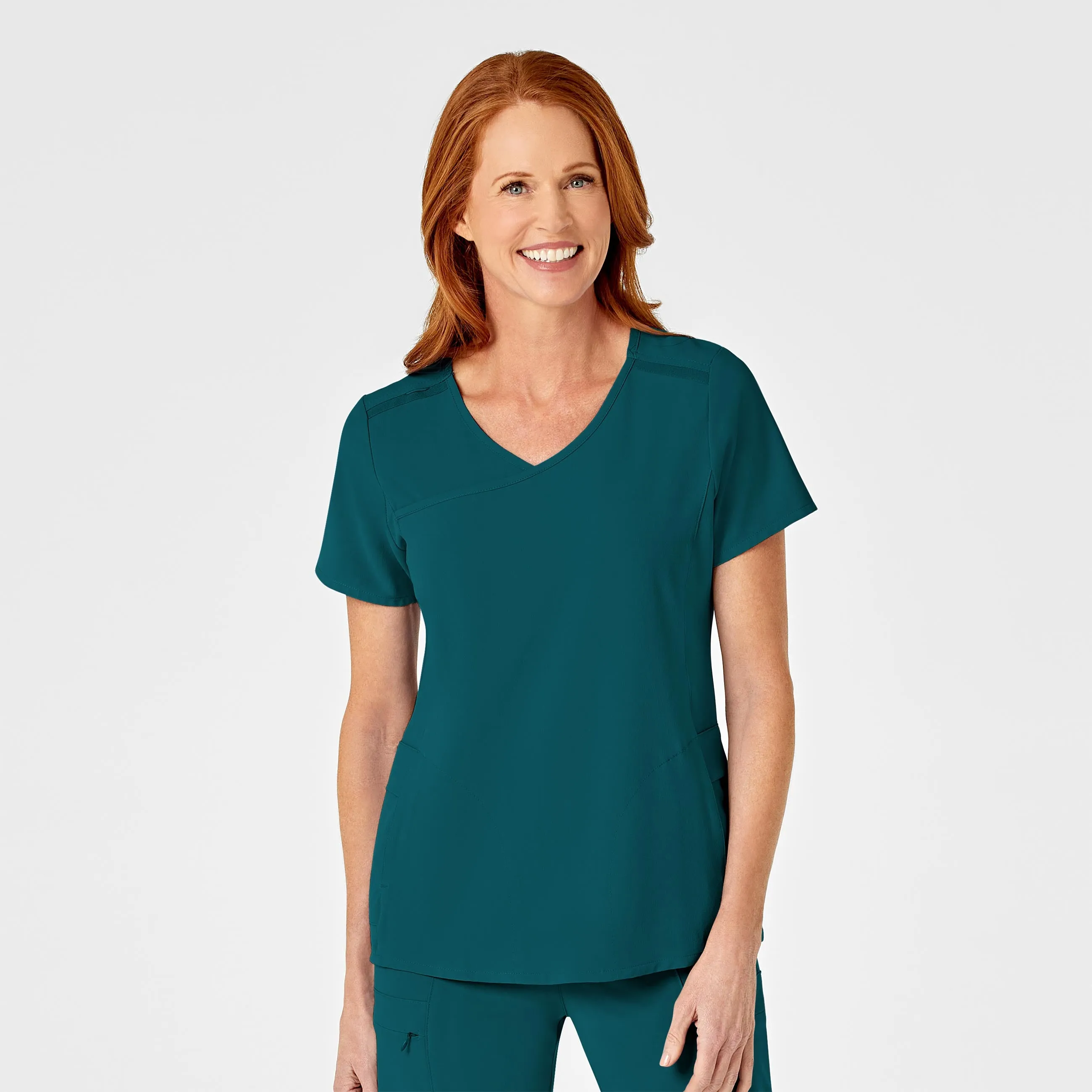 RENEW Women's Mock Wrap Scrub Top - Caribbean