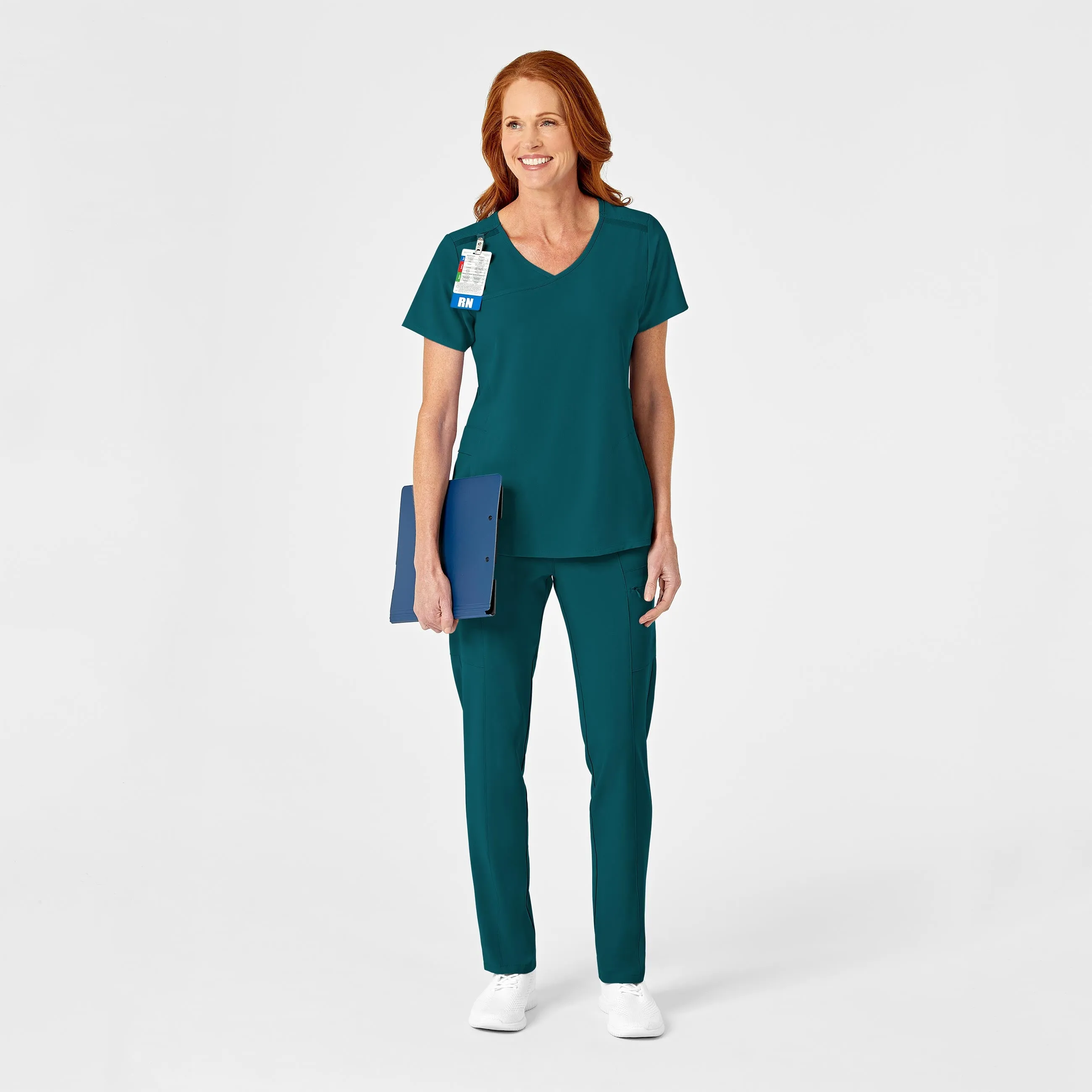 RENEW Women's Mock Wrap Scrub Top - Caribbean
