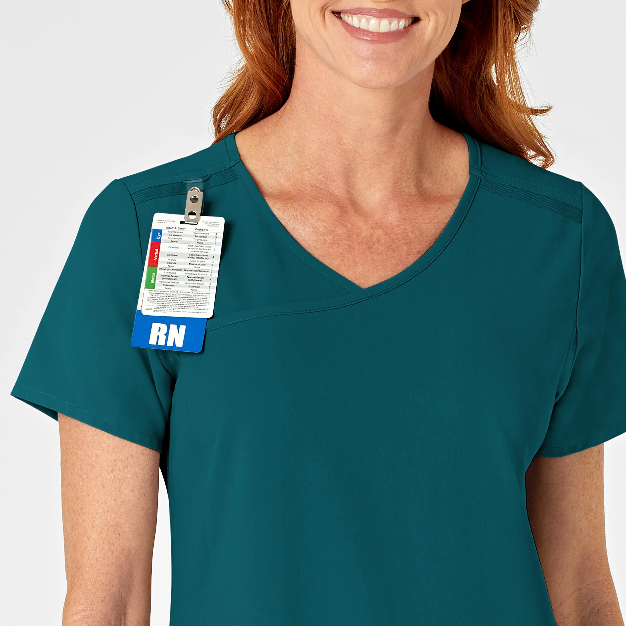 RENEW Women's Mock Wrap Scrub Top - Caribbean