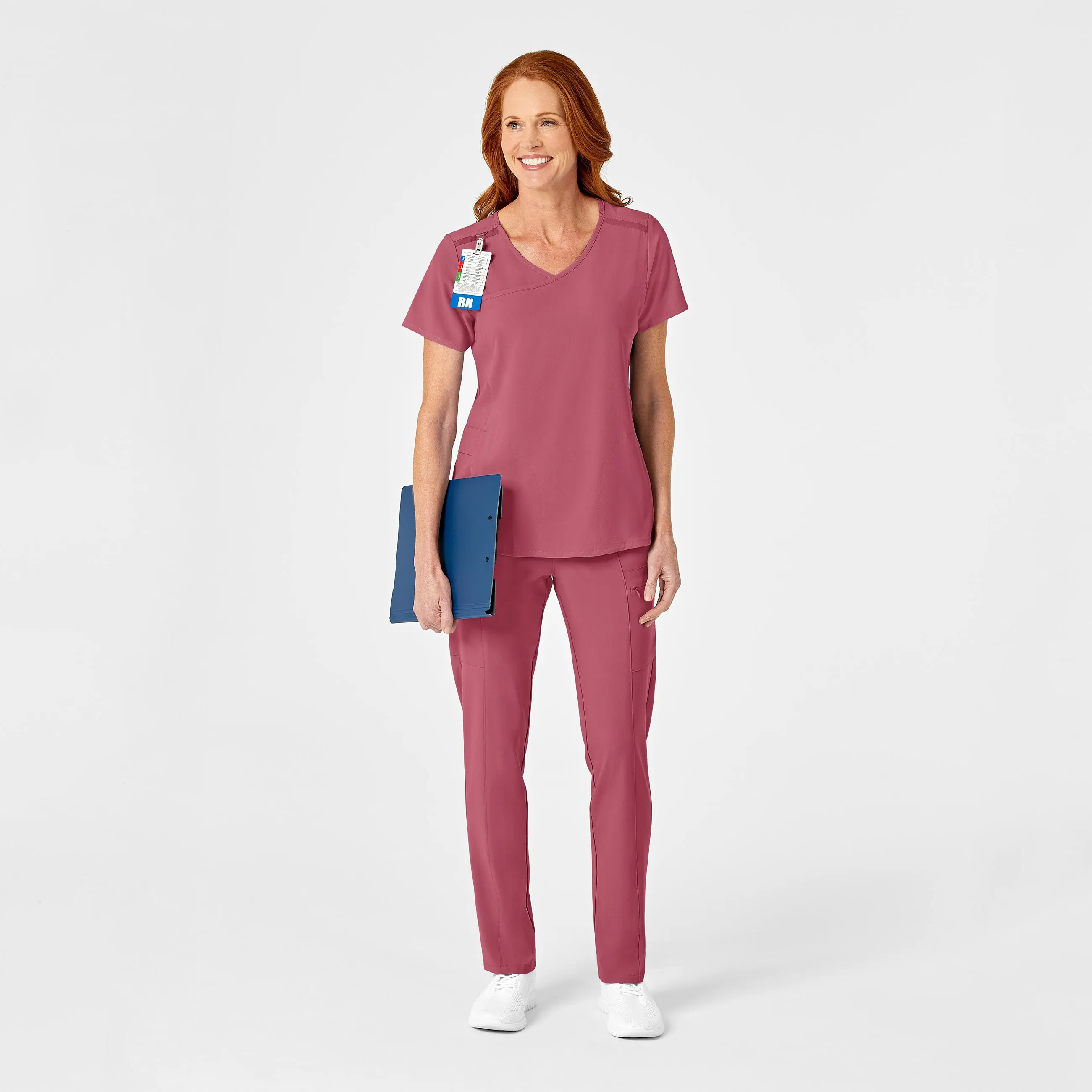 RENEW Women's Mock Wrap Scrub Top - Rosebud