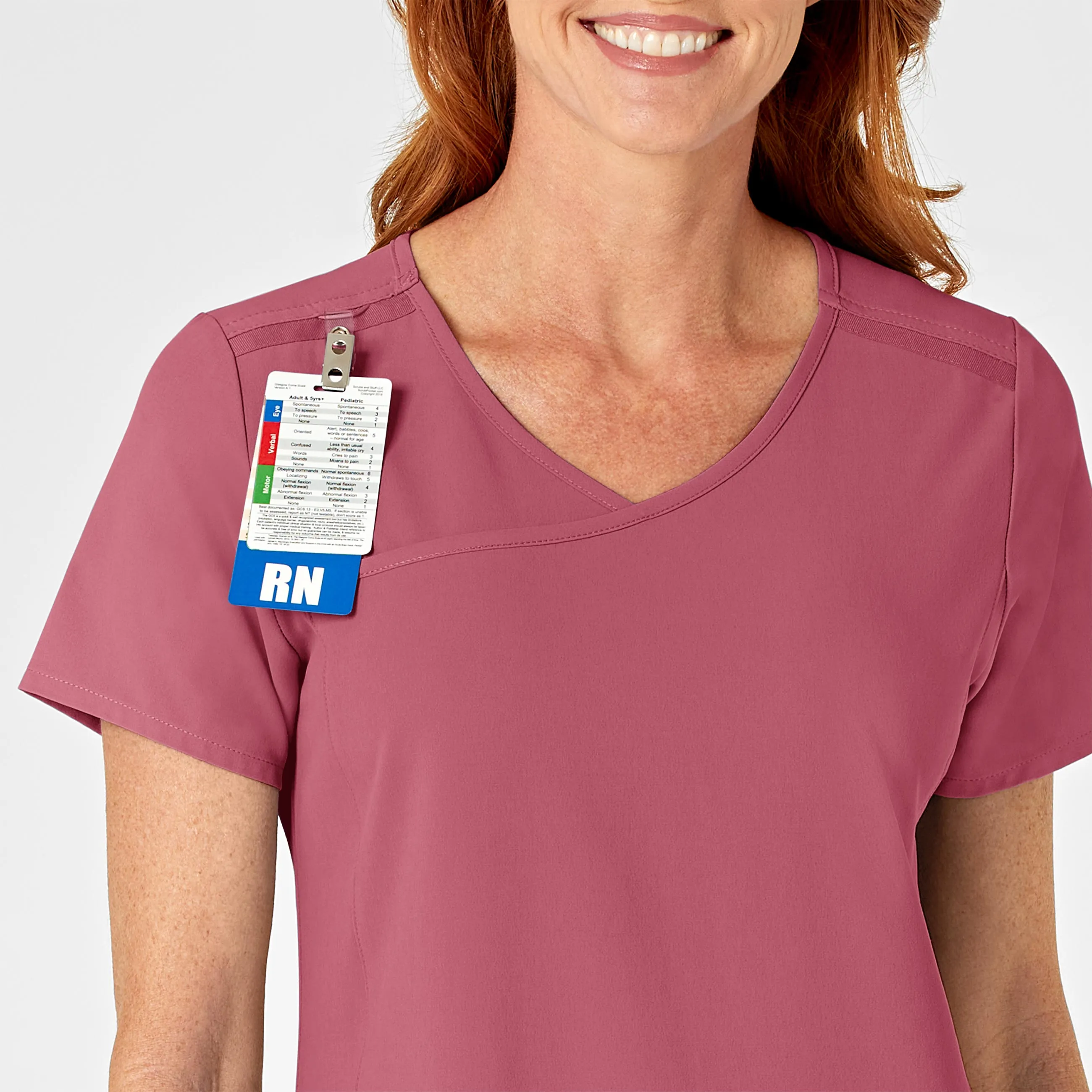 RENEW Women's Mock Wrap Scrub Top - Rosebud