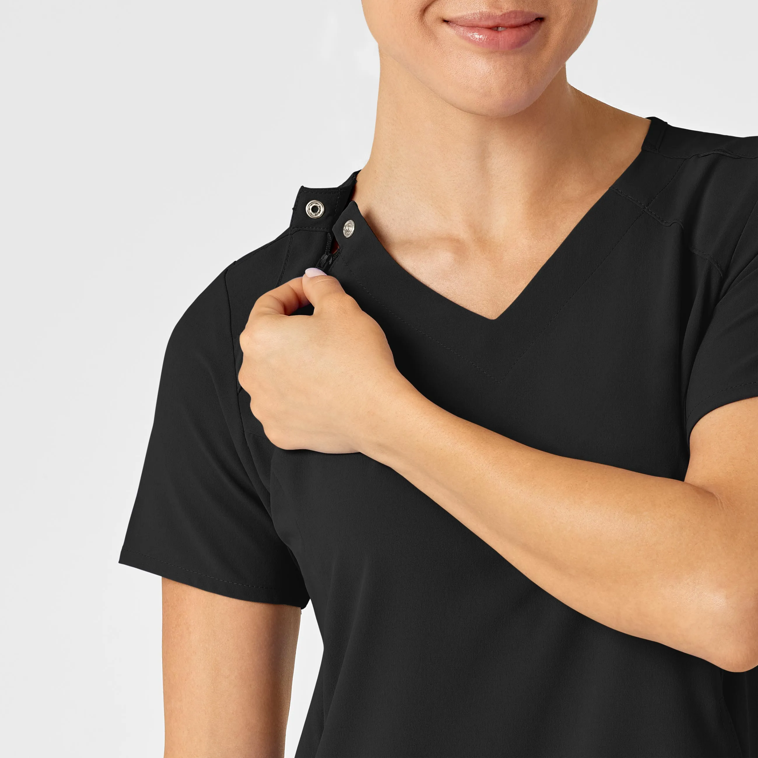 RENEW Women's Zip Accent Scrub Top - Black