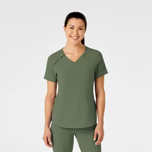 RENEW Women's Zip Accent Scrub Top - Olive