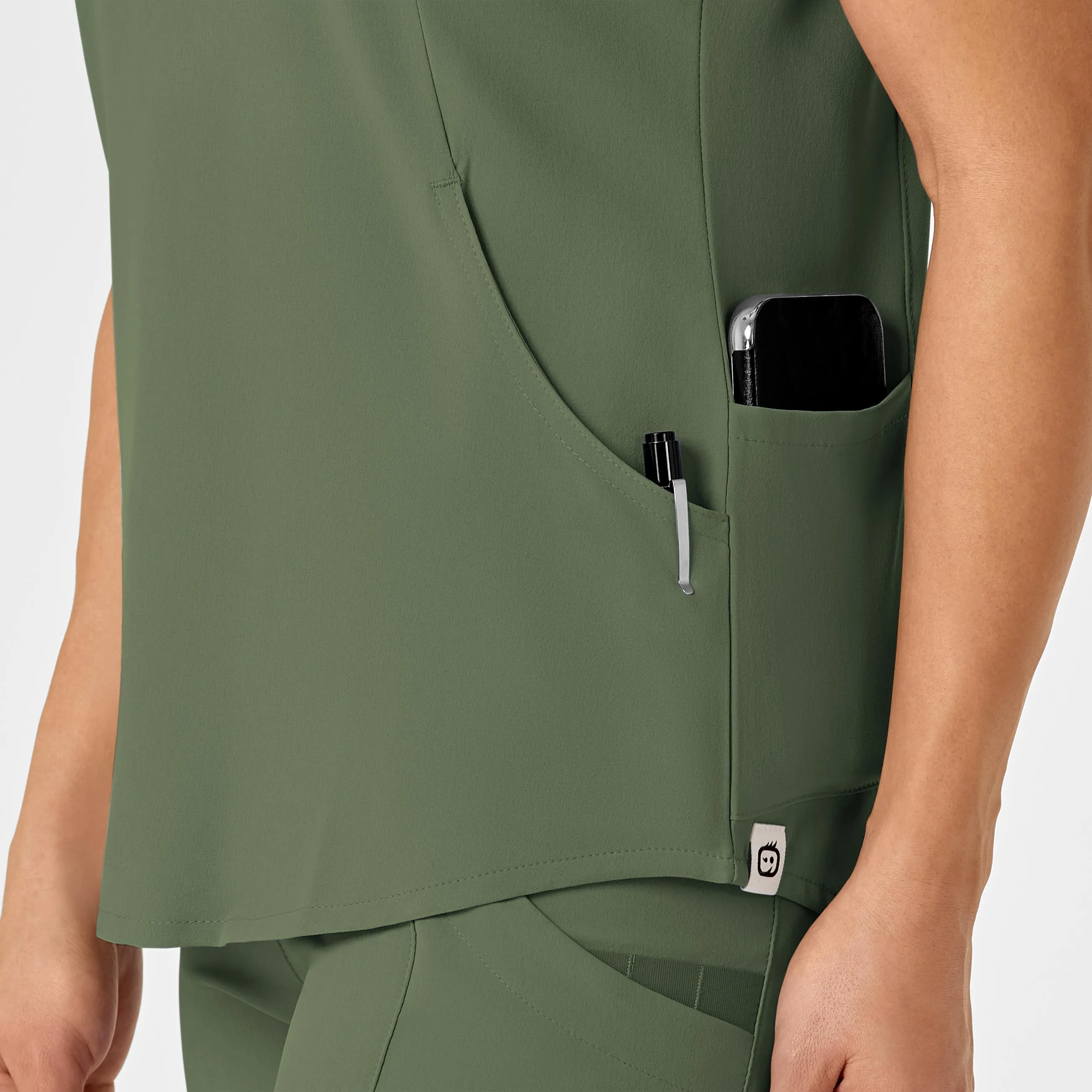 RENEW Women's Zip Accent Scrub Top - Olive