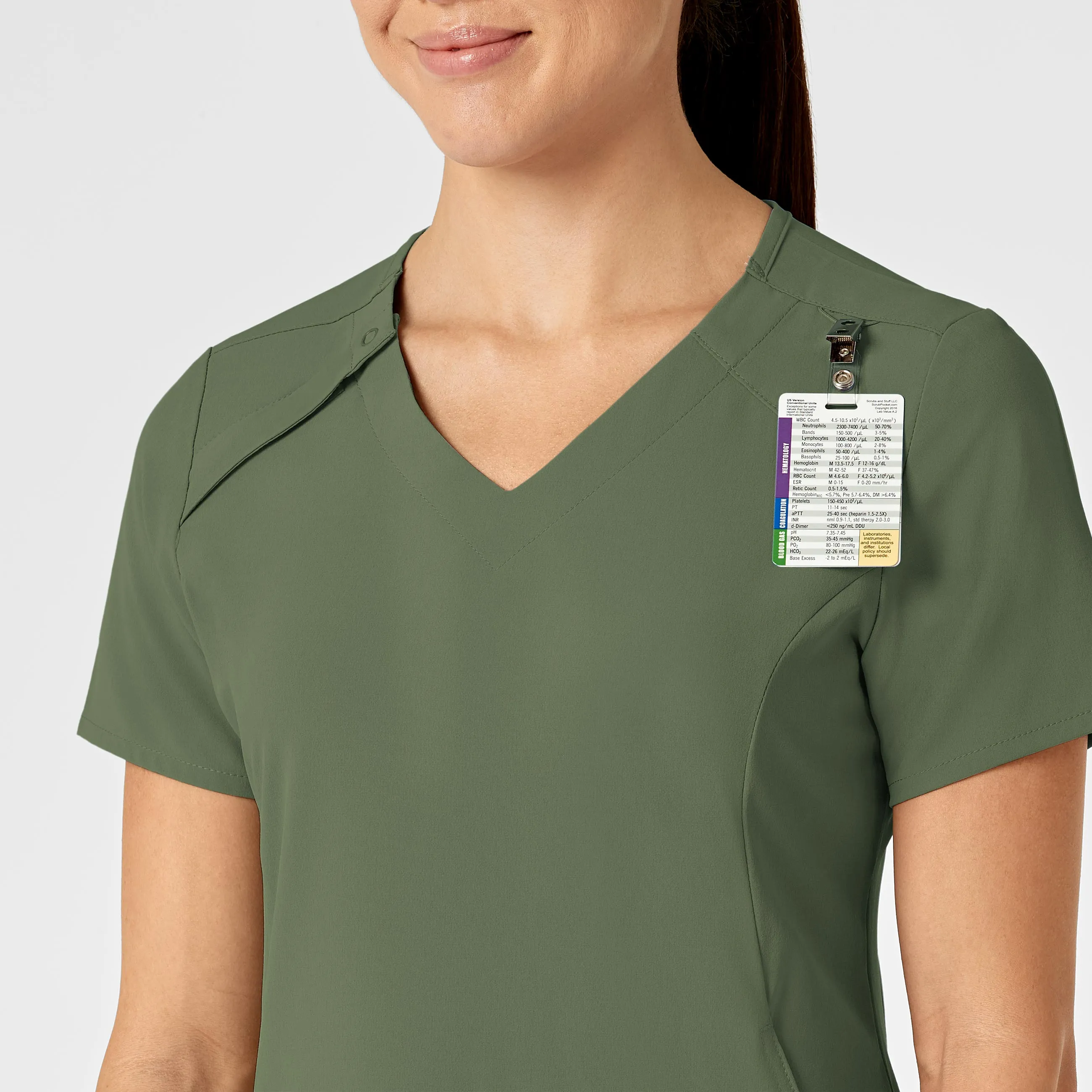 RENEW Women's Zip Accent Scrub Top - Olive