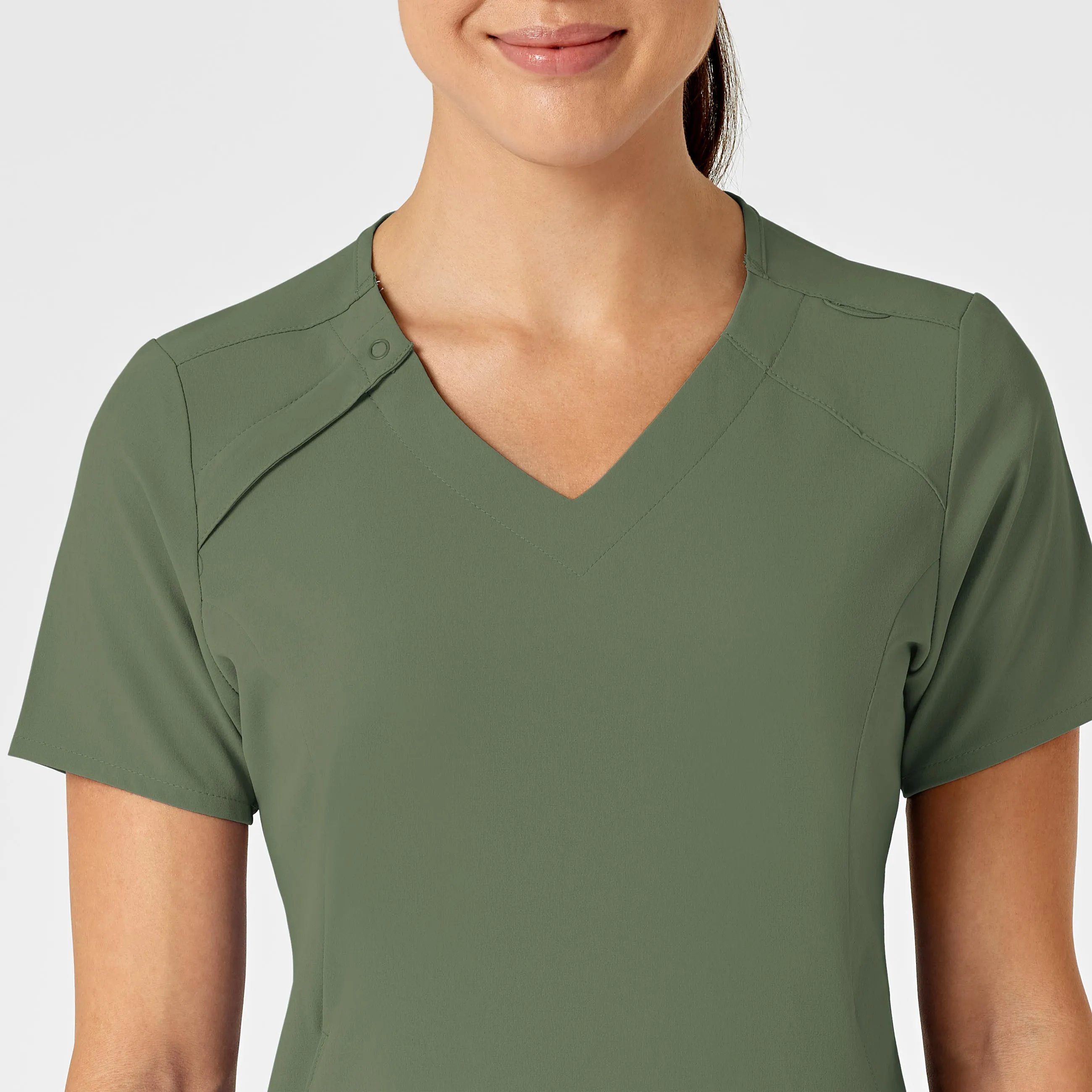 RENEW Women's Zip Accent Scrub Top - Olive