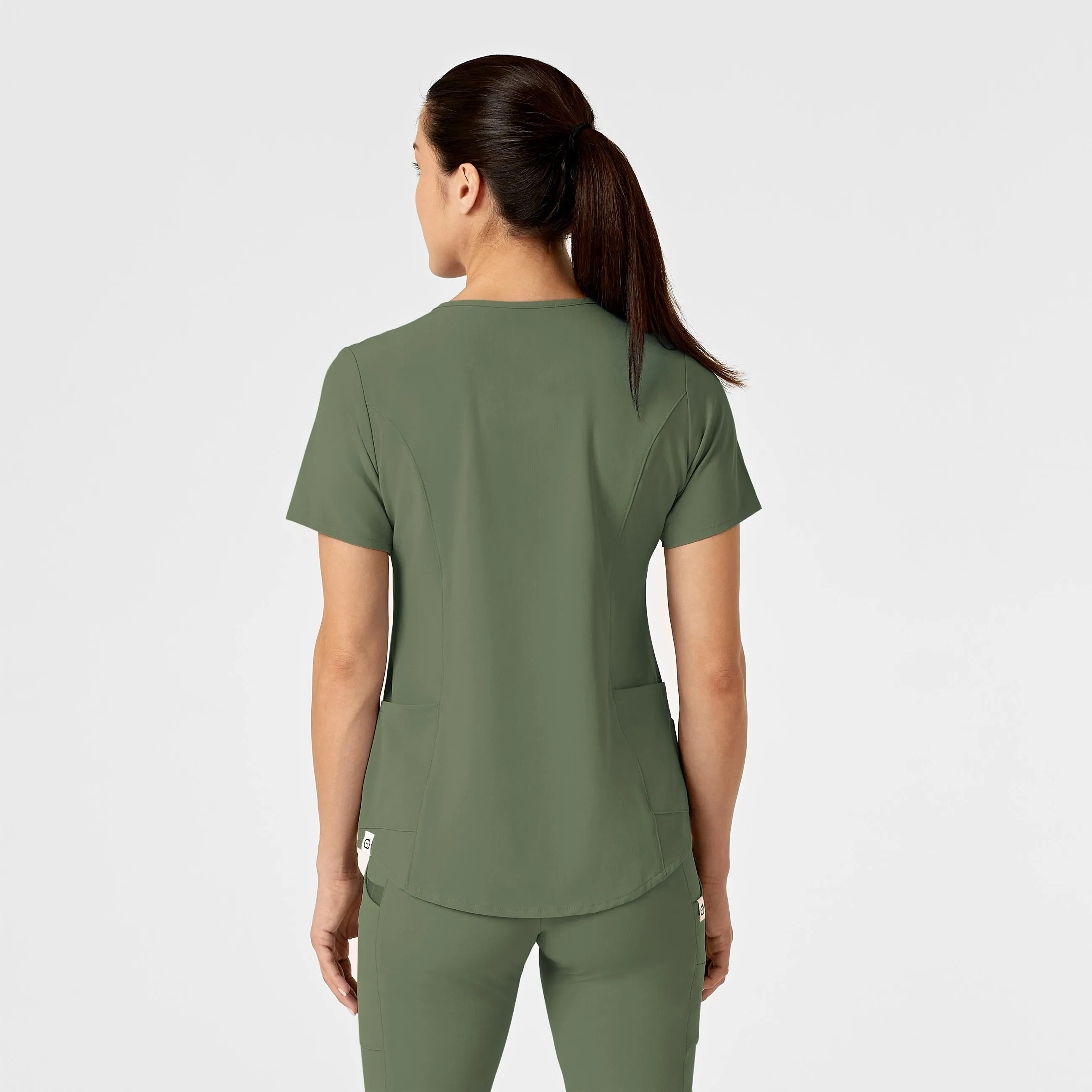 RENEW Women's Zip Accent Scrub Top - Olive