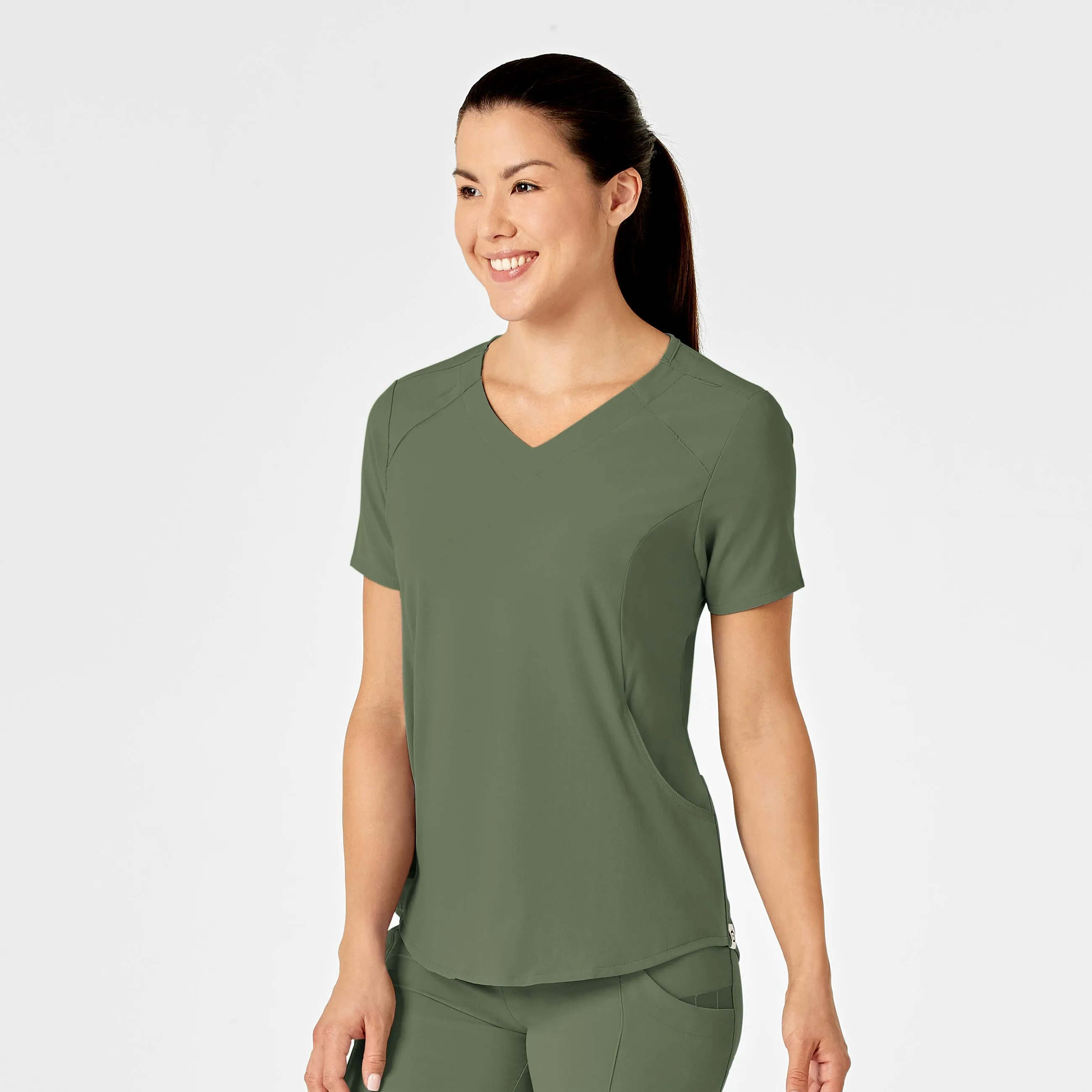 RENEW Women's Zip Accent Scrub Top - Olive