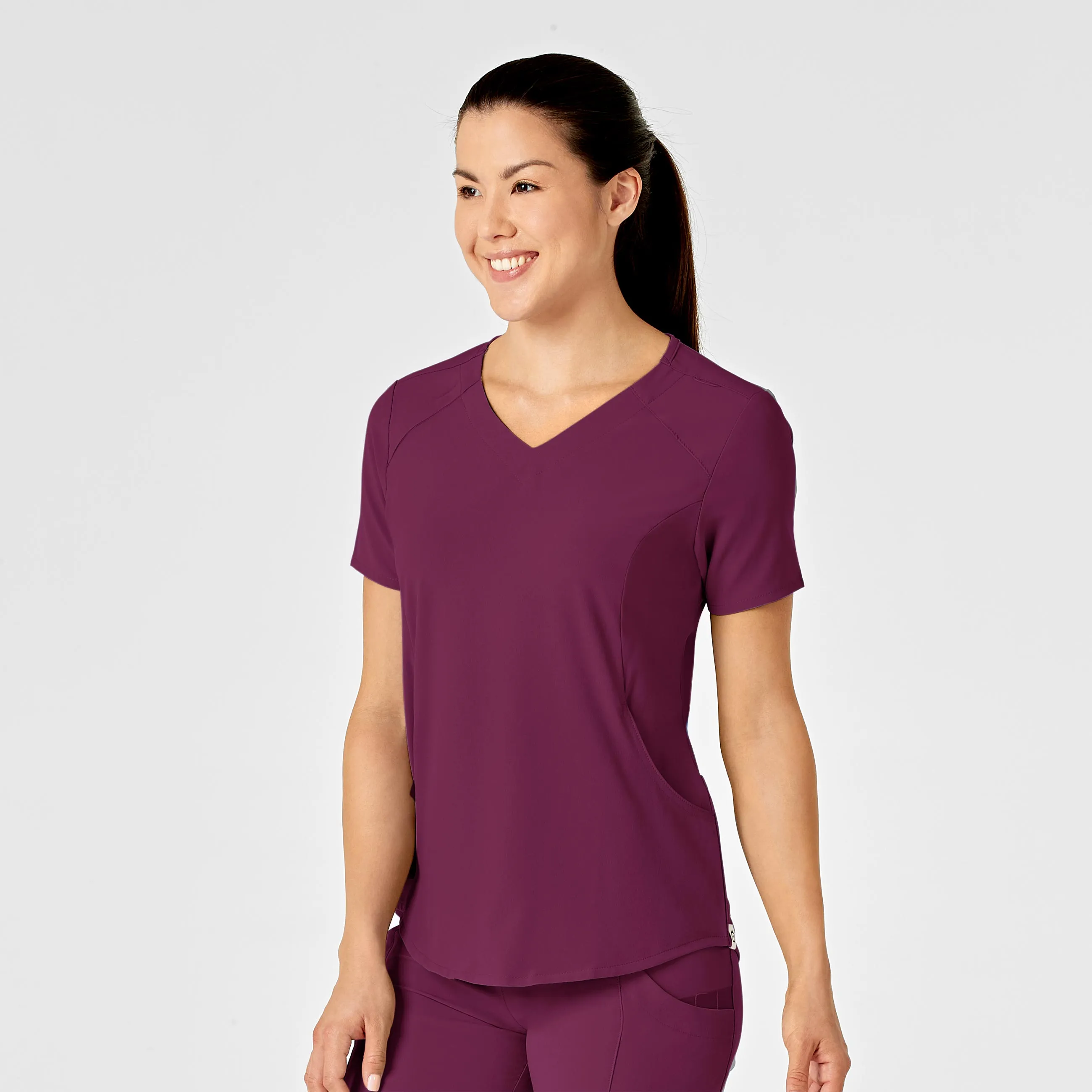 RENEW Women's Zip Accent Scrub Top - Wine