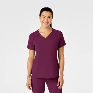 RENEW Women's Zip Accent Scrub Top - Wine