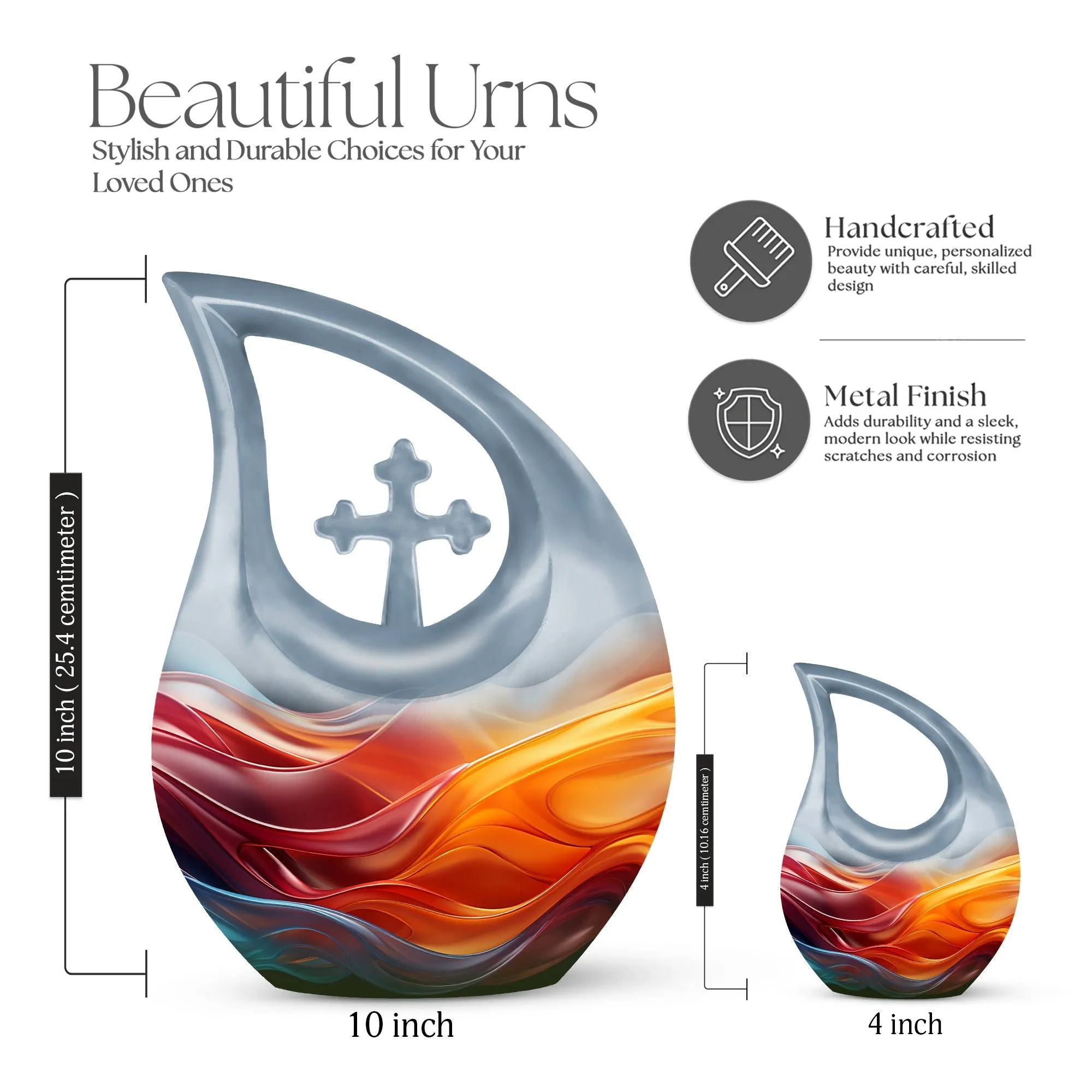 Resplendent Memorial Urn with Graceful Cross Drop Design