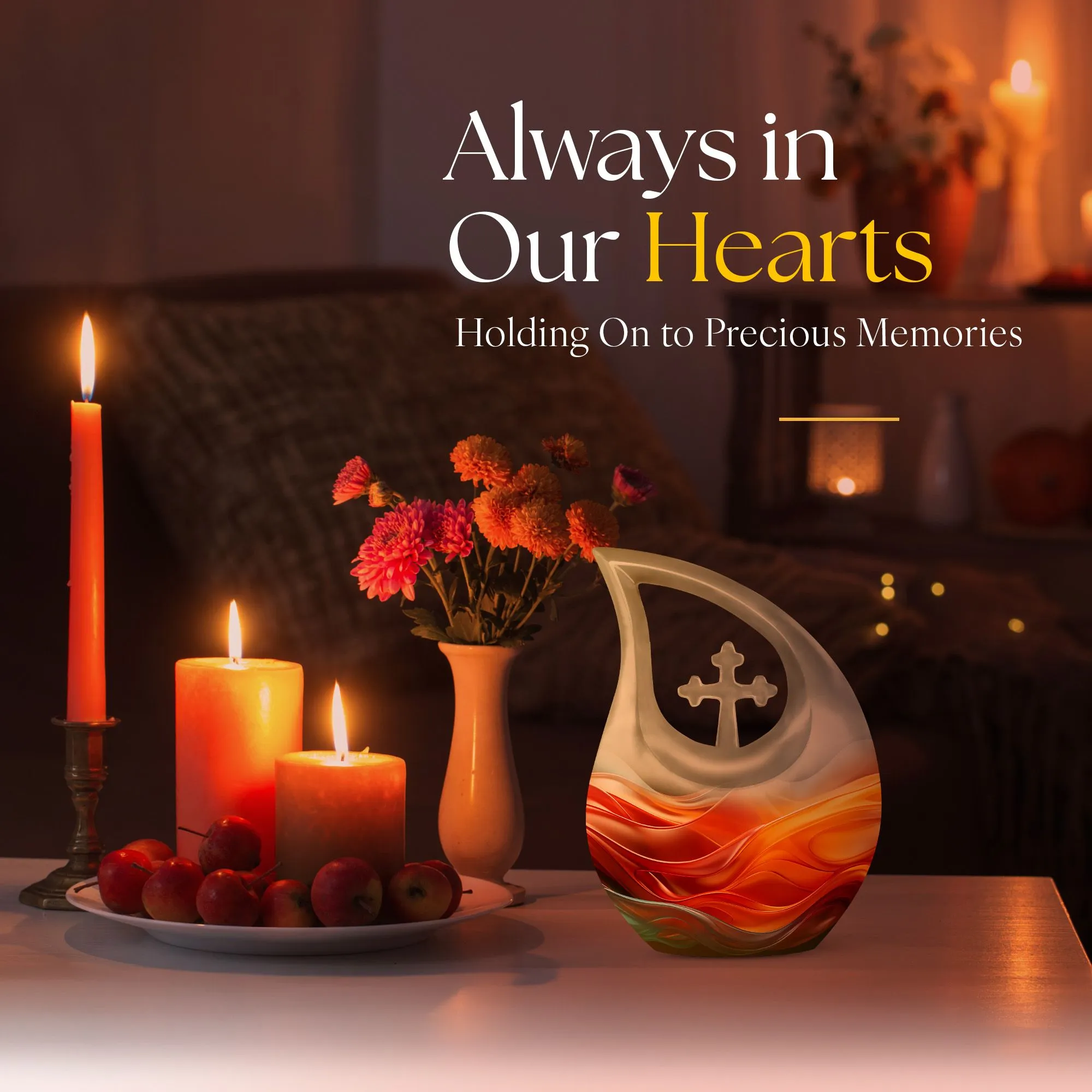Resplendent Memorial Urn with Graceful Cross Drop Design