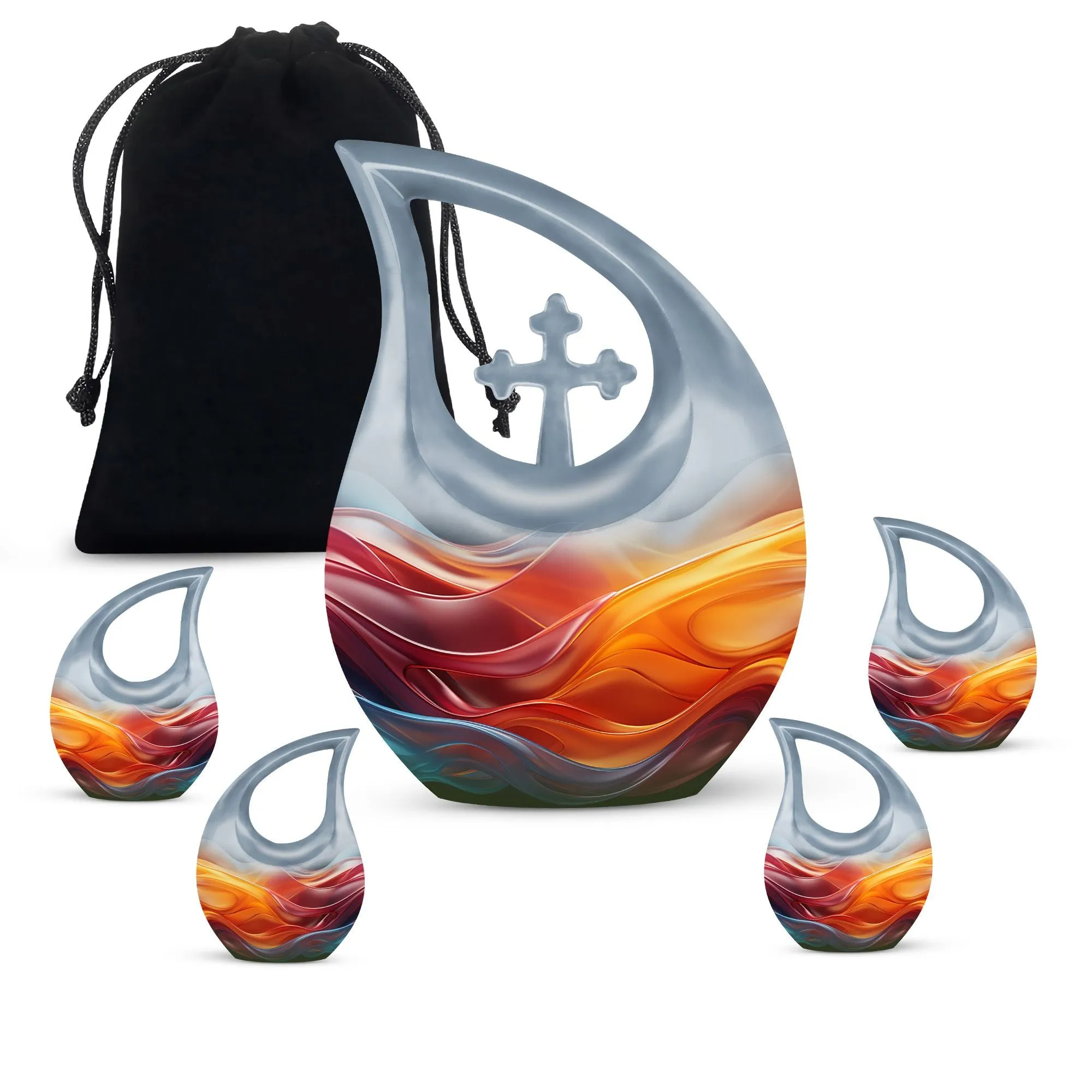 Resplendent Memorial Urn with Graceful Cross Drop Design