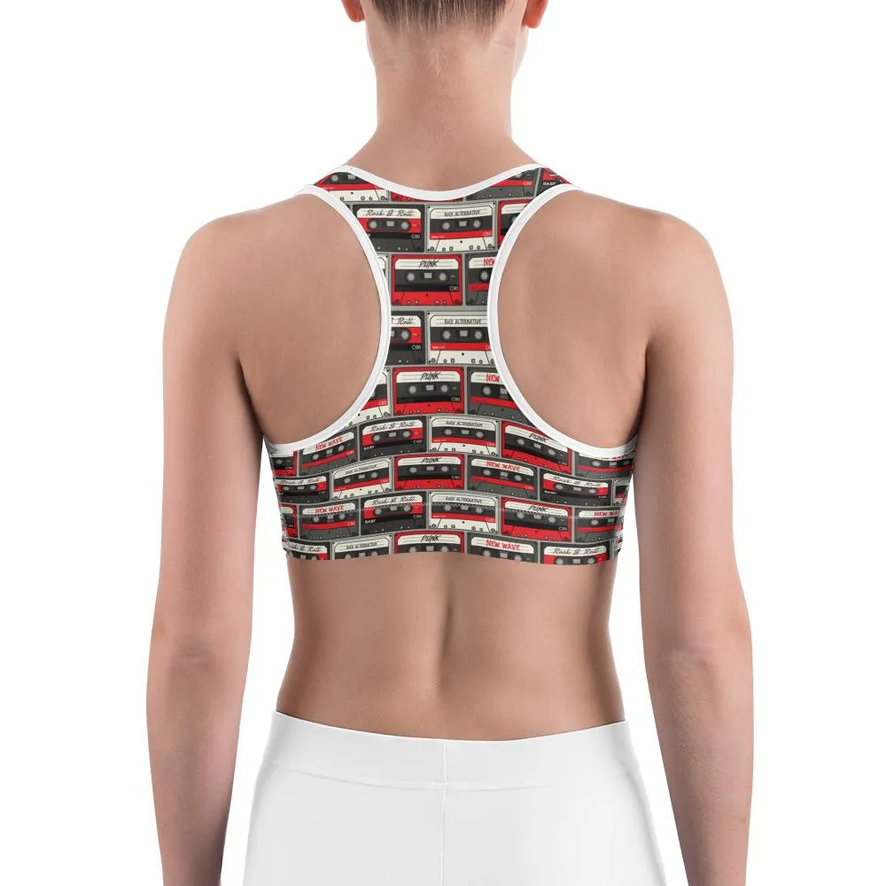 Retro Cassette Tapes Sports Bra