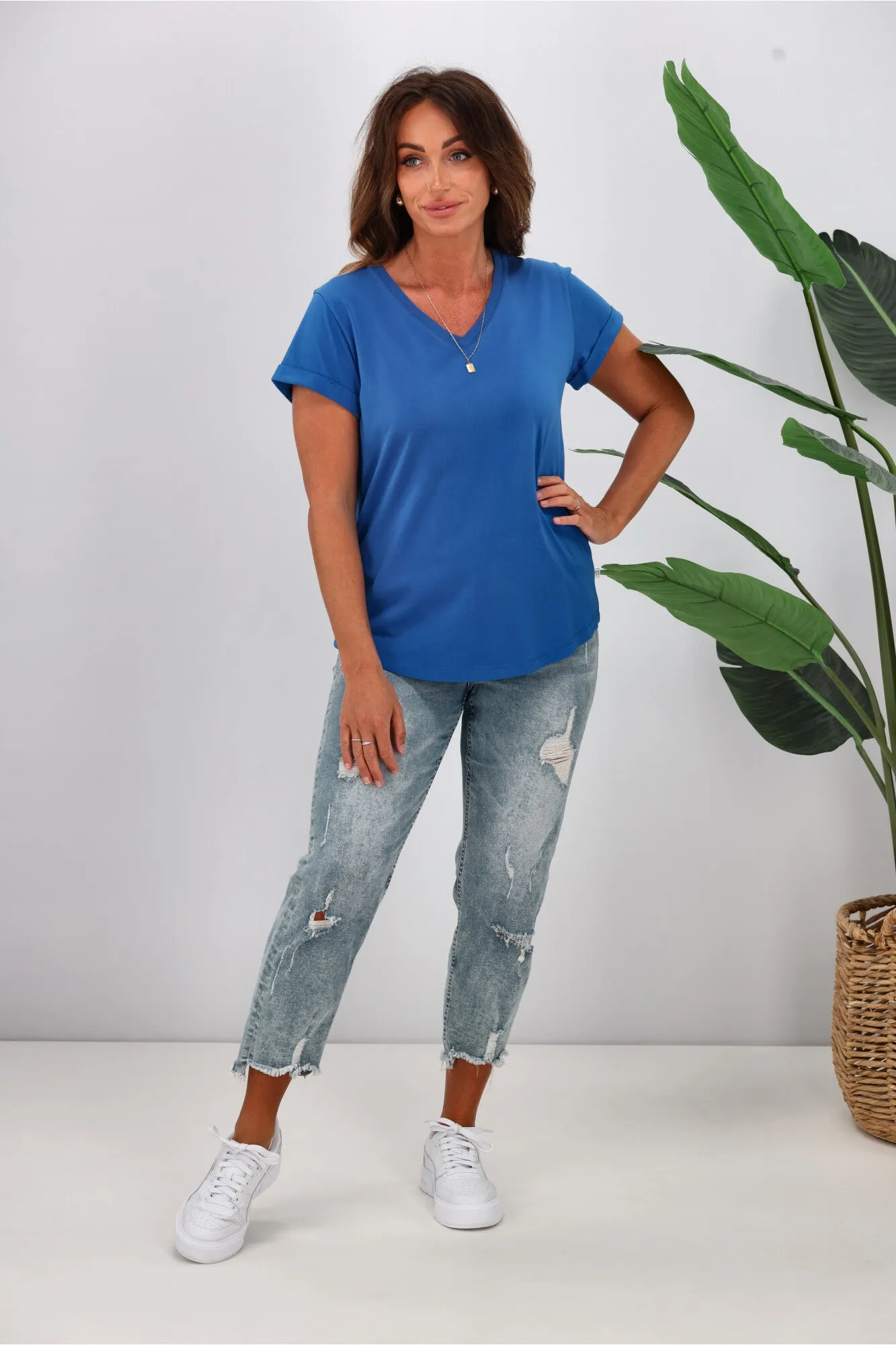Shine On Essentials V Tee Cobalt Blue