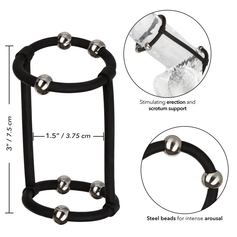 Steel Beaded Silicone Enhancer Cage Penis Sleeve