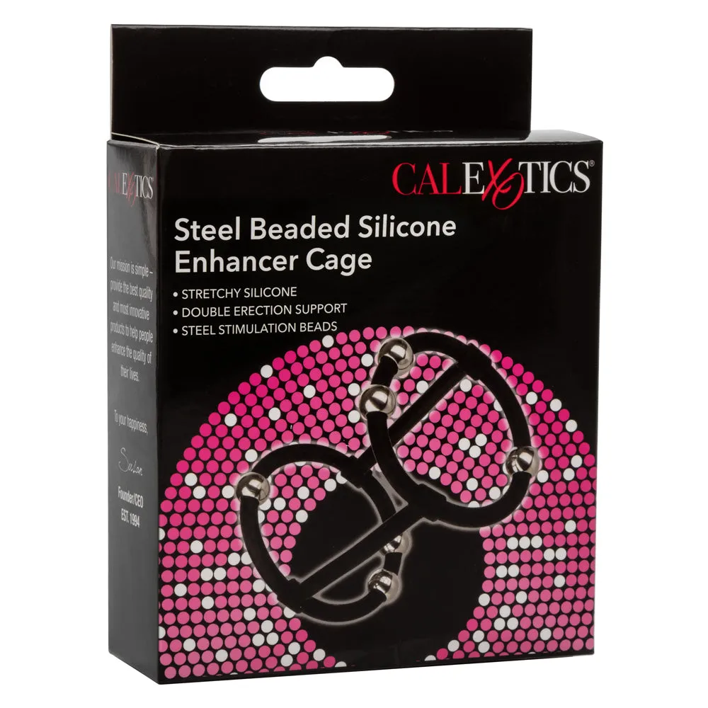 Steel Beaded Silicone Enhancer Cage Penis Sleeve