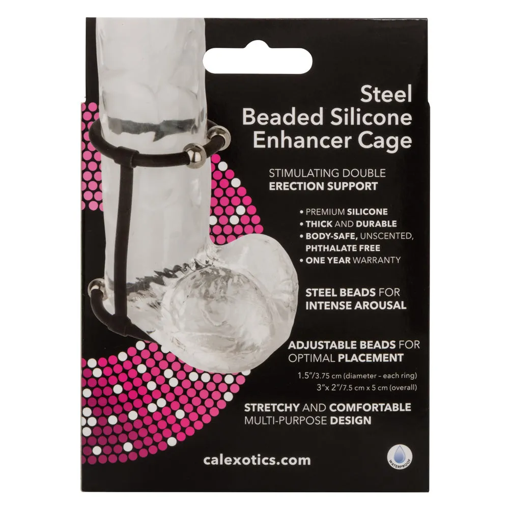 Steel Beaded Silicone Enhancer Cage Penis Sleeve
