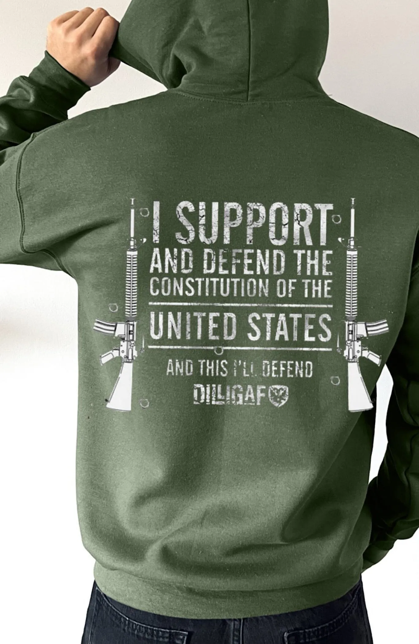 Support and Defend the USA Dilligaf Pullover Hoodie