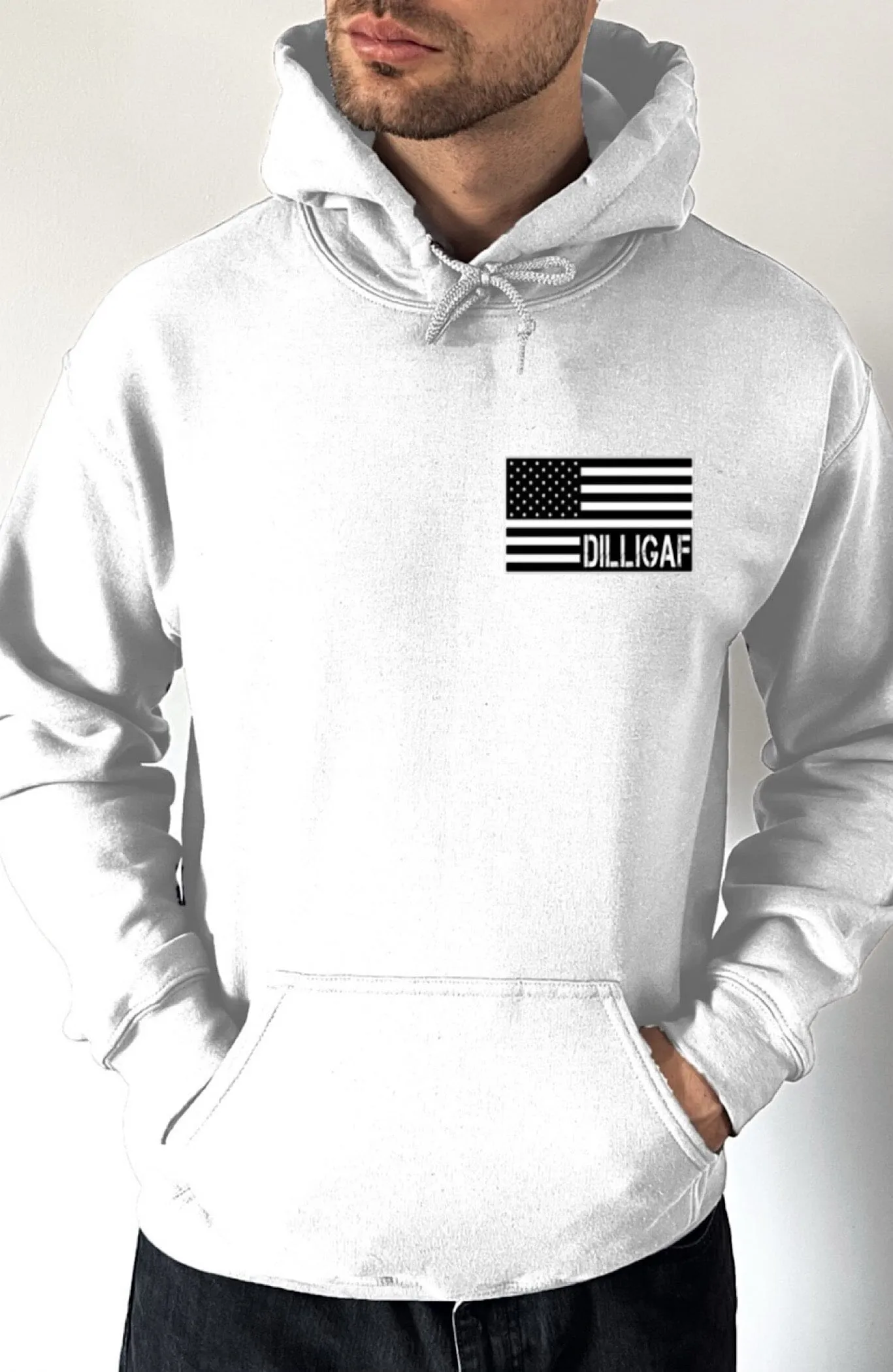 Support and Defend the USA Dilligaf Pullover Hoodie