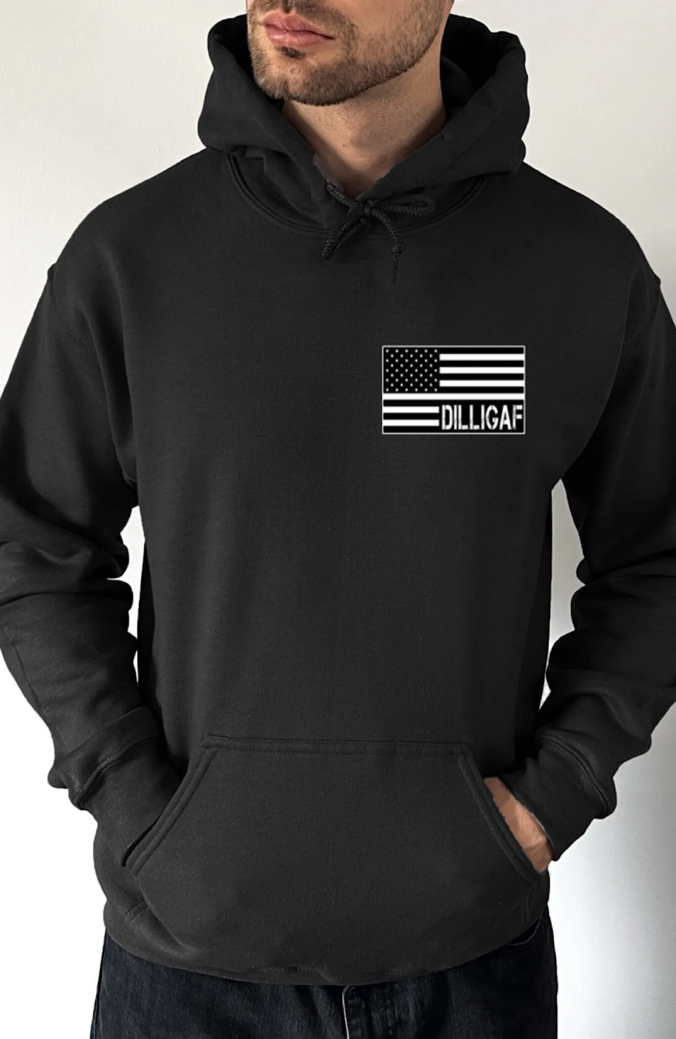 Support and Defend the USA Dilligaf Pullover Hoodie