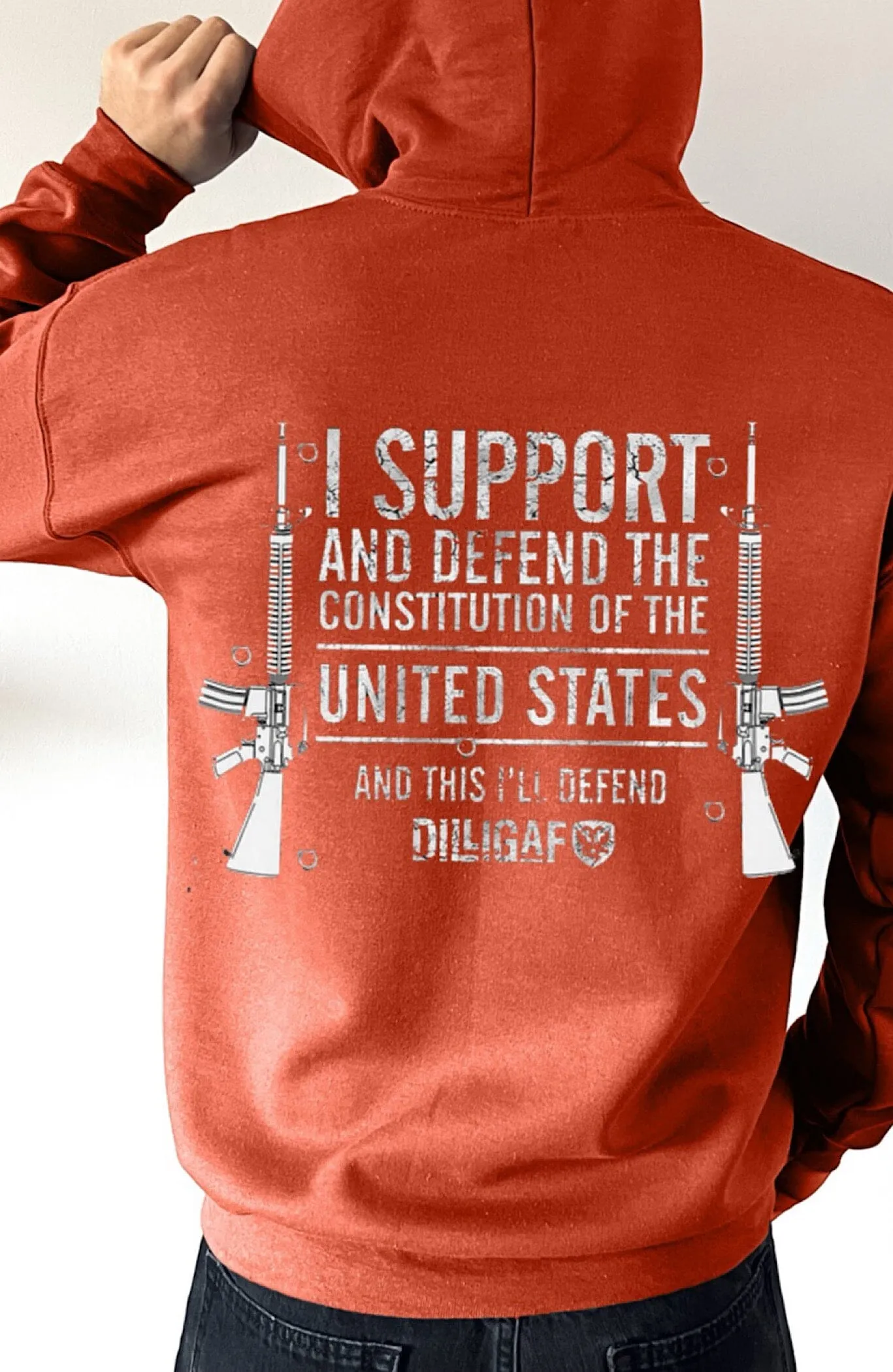 Support and Defend the USA Dilligaf Pullover Hoodie