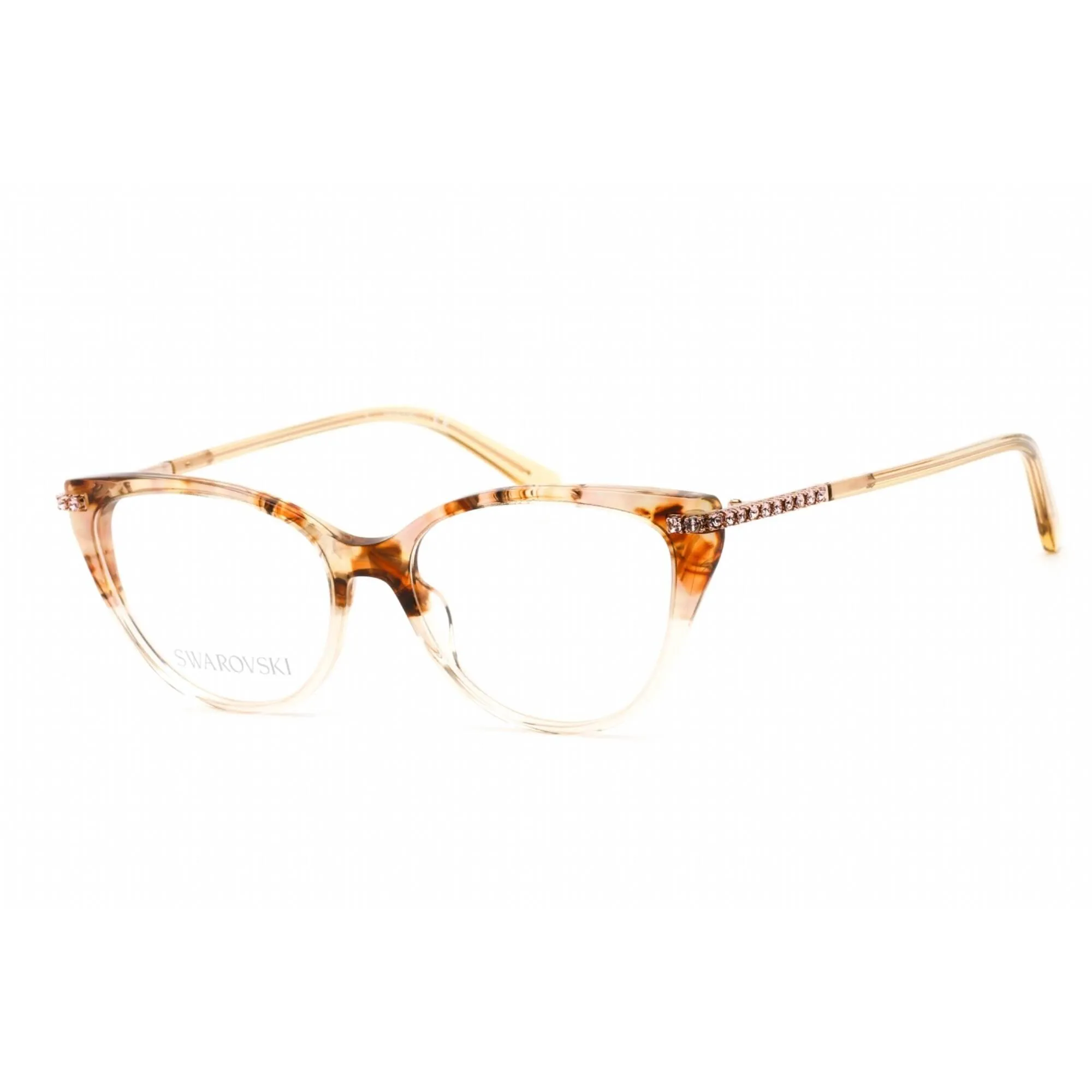 Swarovski Women's Eyeglasses - Cat Eye Shape Havana/Clear Plastic Frame | SK5425 056