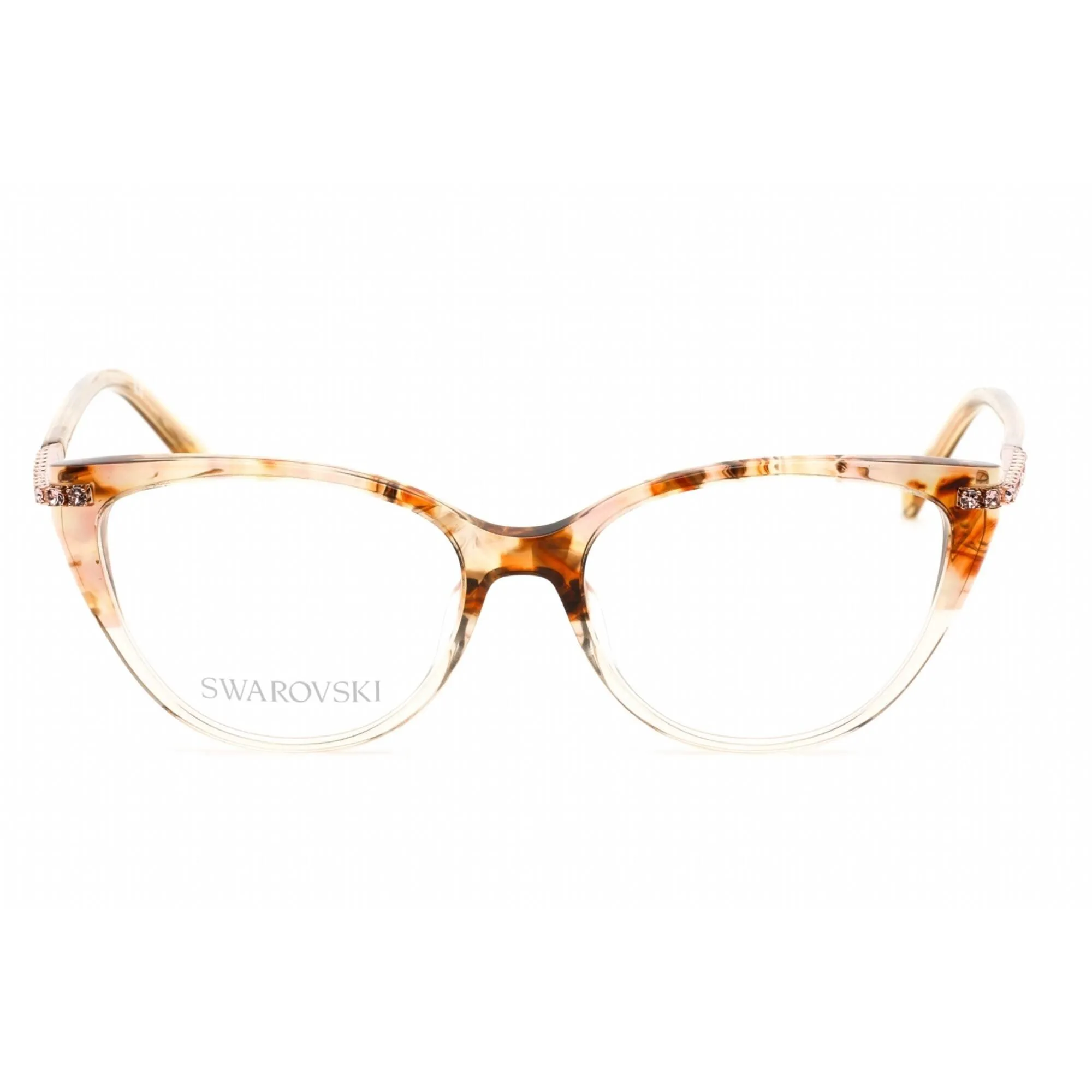 Swarovski Women's Eyeglasses - Cat Eye Shape Havana/Clear Plastic Frame | SK5425 056