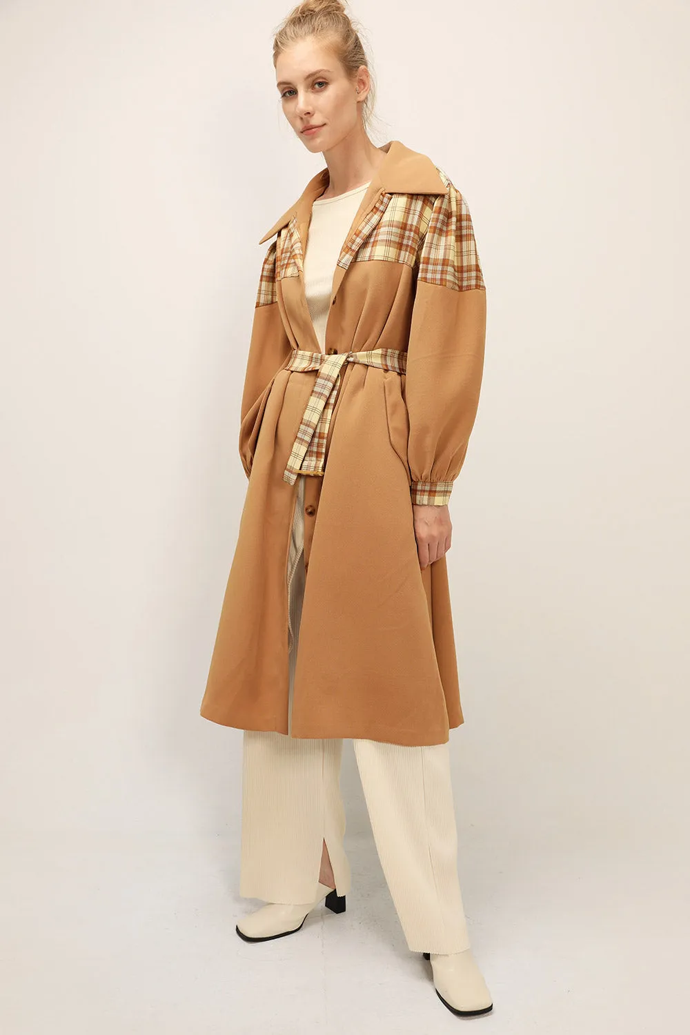 Sydney Plaid Block Coat w/Belt