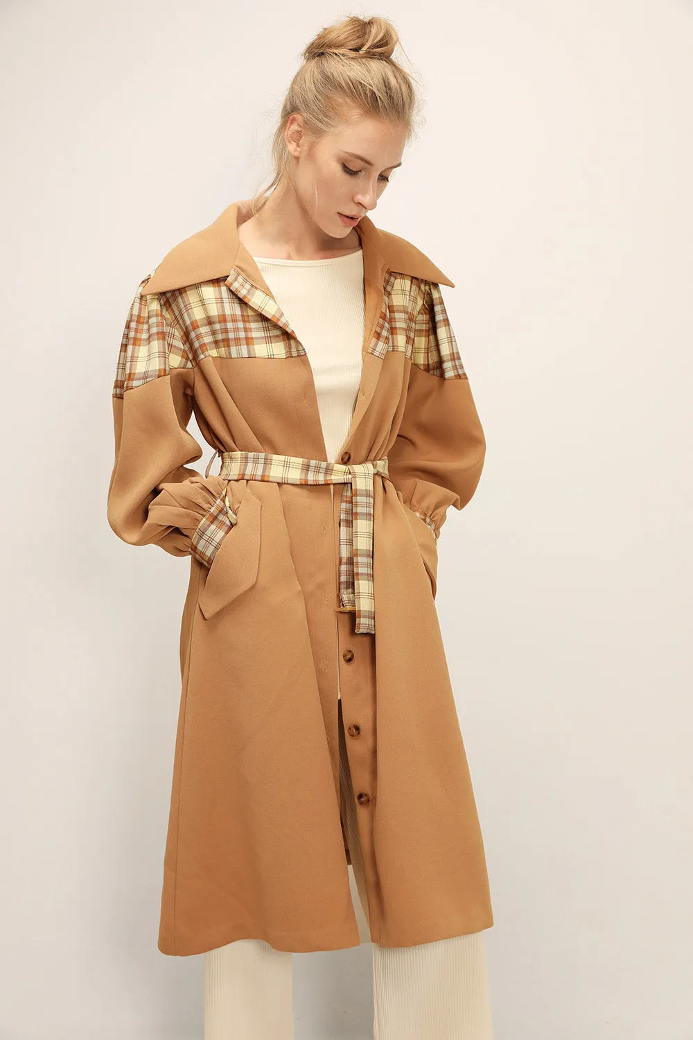 Sydney Plaid Block Coat w/Belt