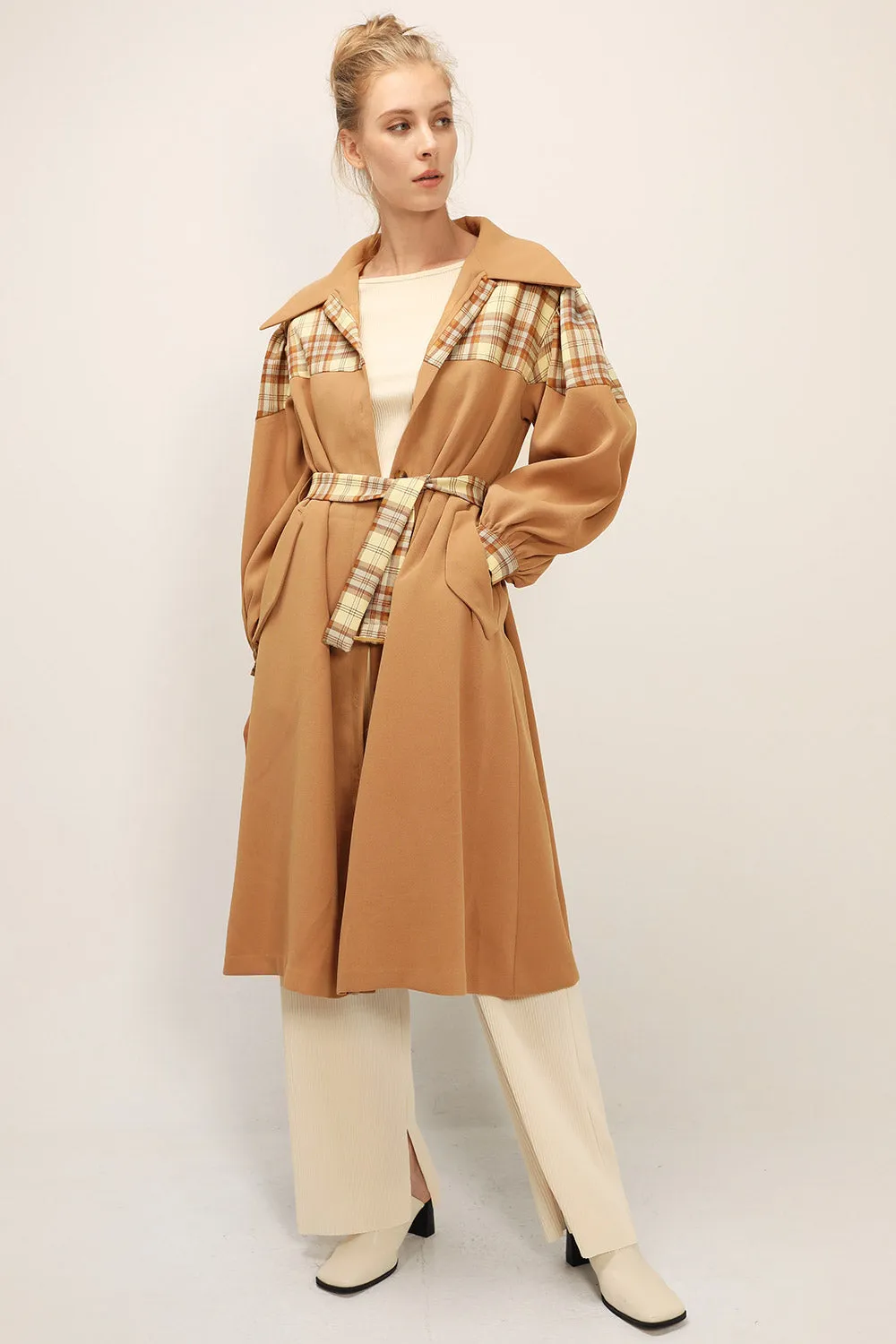 Sydney Plaid Block Coat w/Belt
