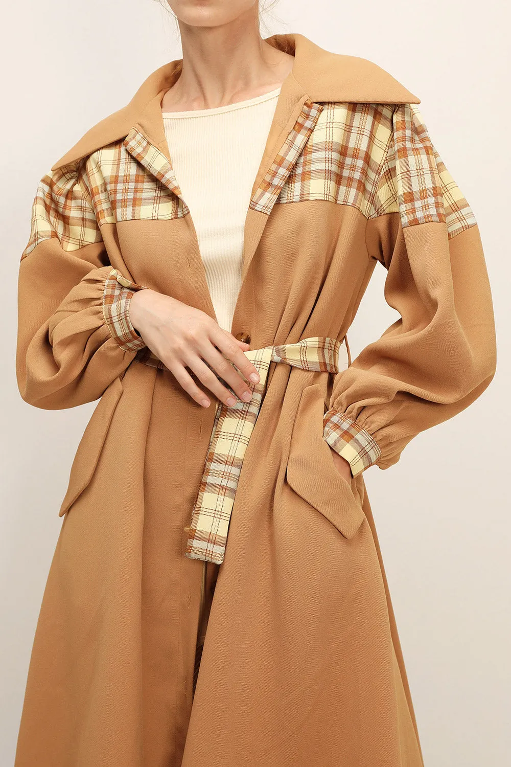 Sydney Plaid Block Coat w/Belt