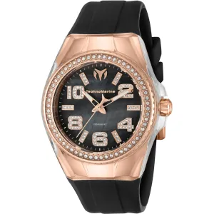 Technomarine Women's Watch - Cruise Rose Gold Crystal Bezel Black Strap | TM-121259