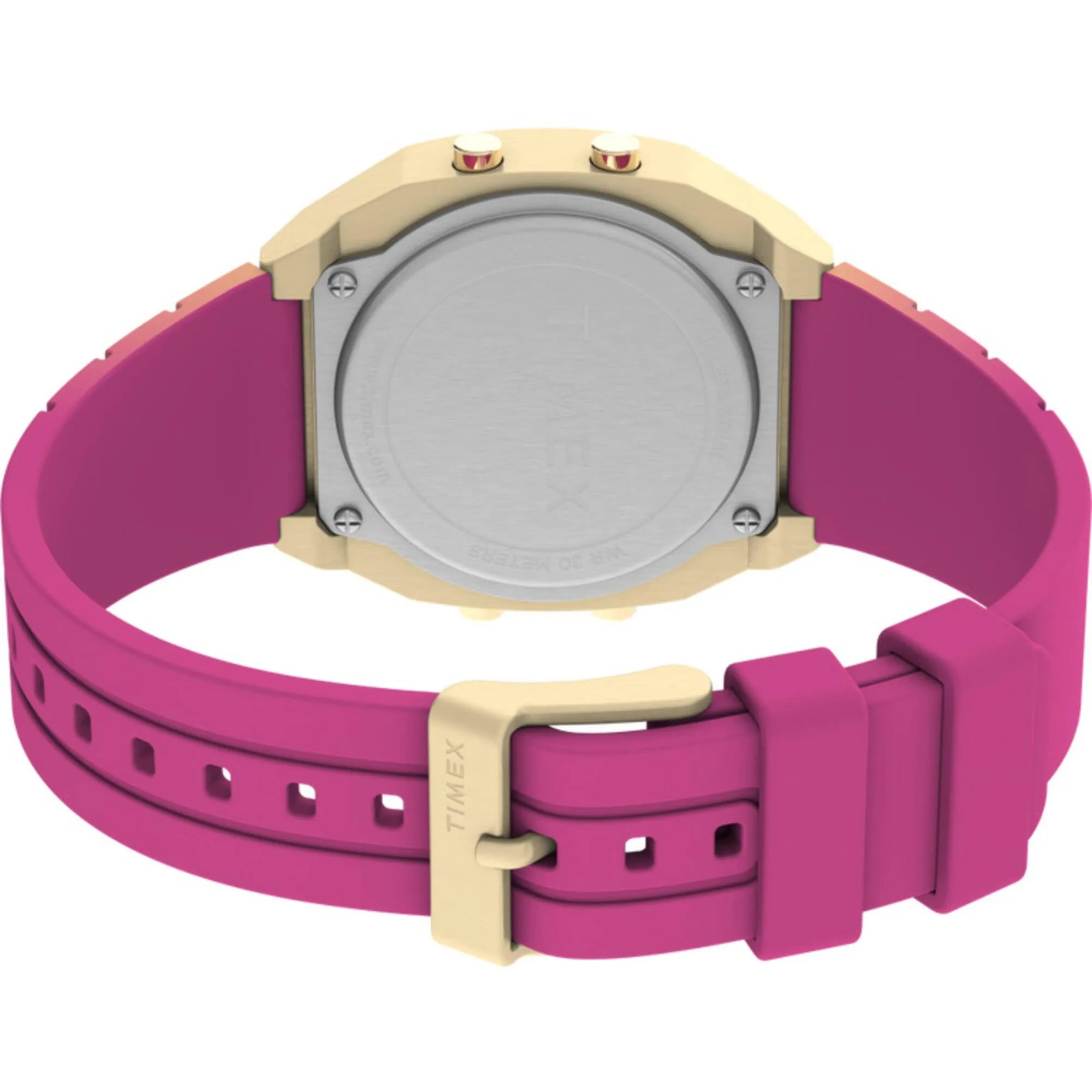 Timex Women's Digital Watch - T80 Chronograph Alarm Pink Resin Strap | TW2V74400YB