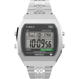 Timex Women's Watch - T80 Chronograph Silver Stainless Steel Bracelet | TW2V74200