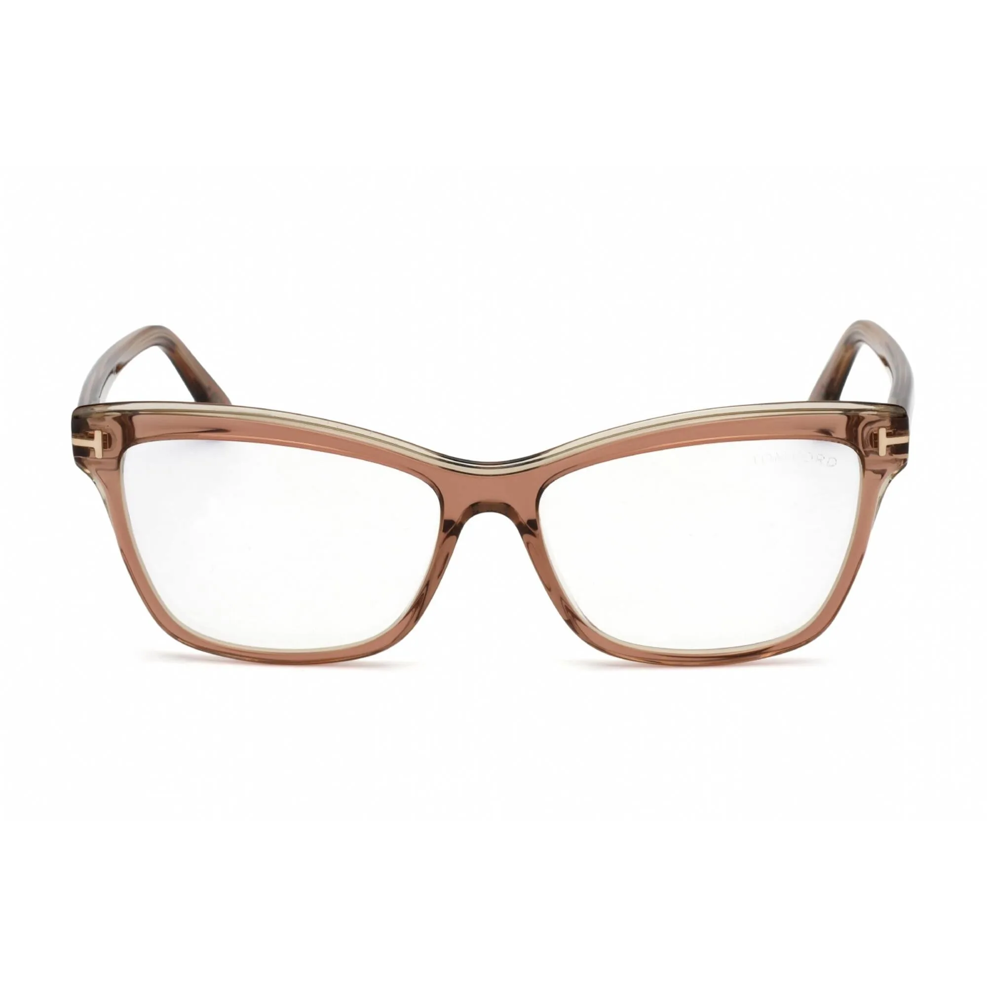 Tom Ford Women's Eyeglasses - Shiny Light Brown Plastic Cat Eye Frame | FT5619-B 045