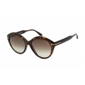Tom Ford Women's Sunglasses - Dark Havana Oval Frame Gradient Roviex Lens | FT0763 52K