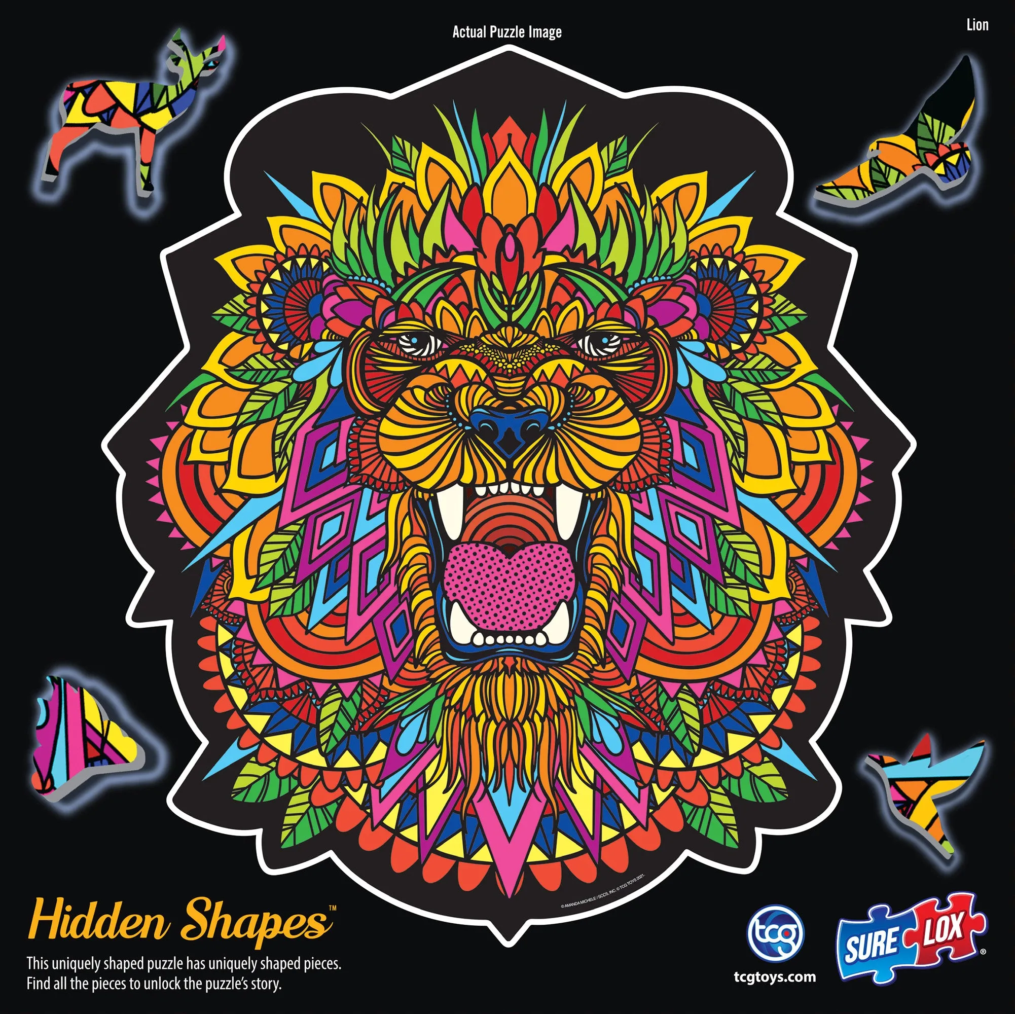 Vibrant Lion-Shaped Jigsaw Puzzle - 300 pc