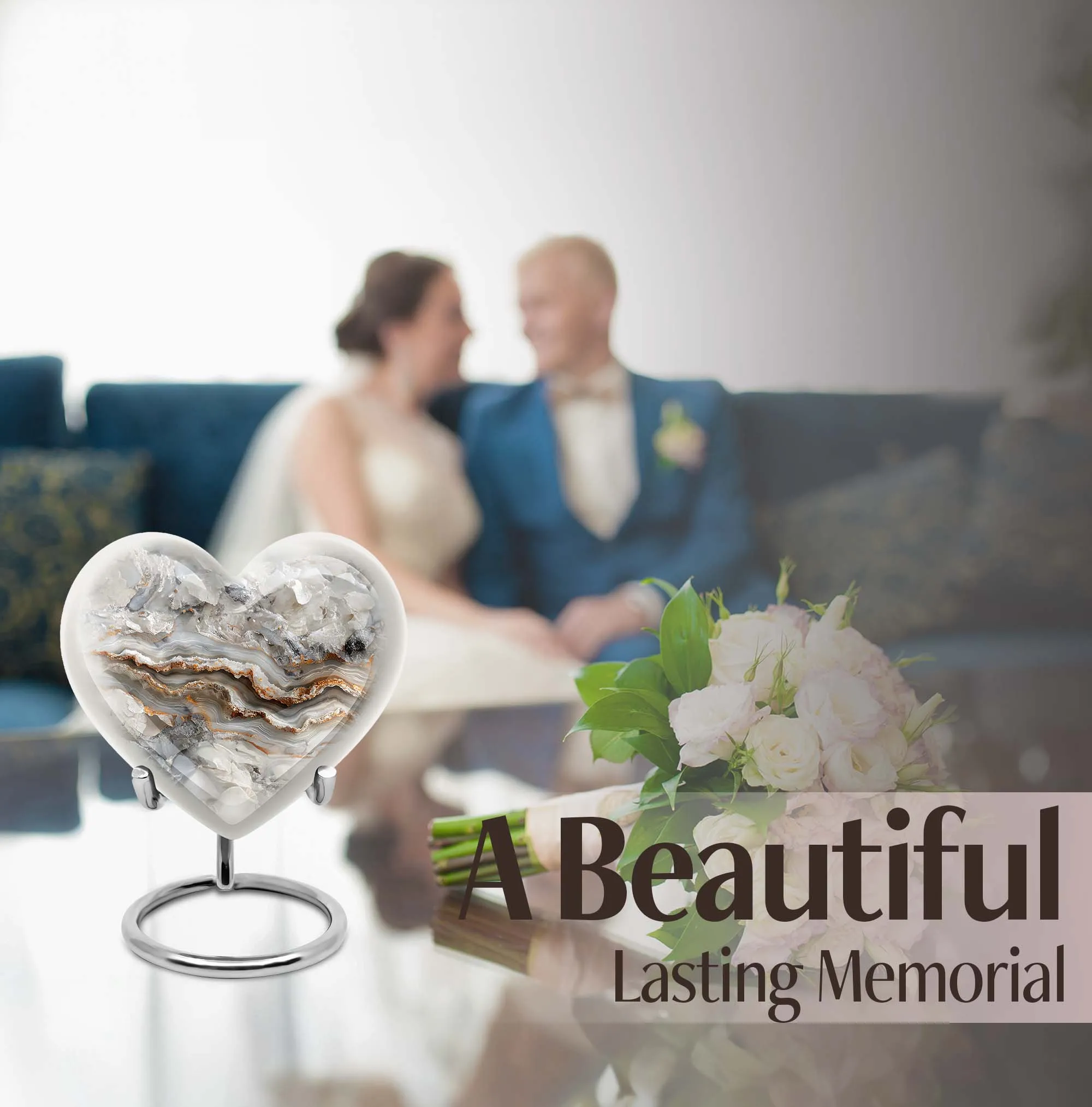 Vibrant Swirl Abstract Heart: Personalizable Cremation Urn