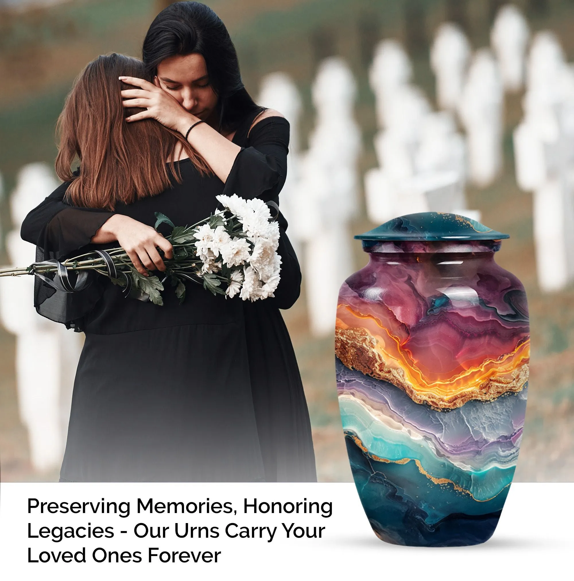 Vibrant Swirl Urn Memorial Urn for Cremated Human Ashes