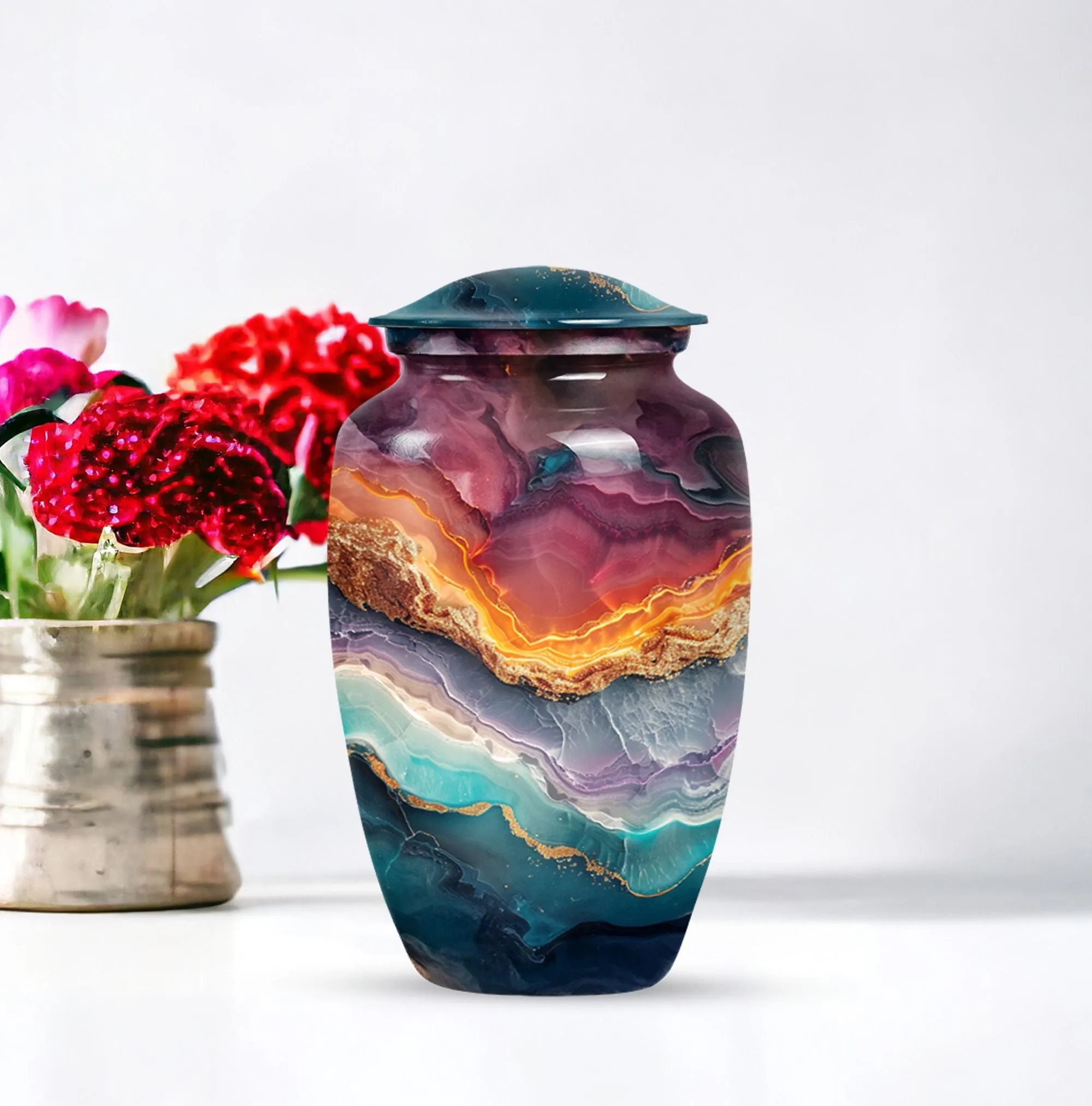 Vibrant Swirl Urn Memorial Urn for Cremated Human Ashes