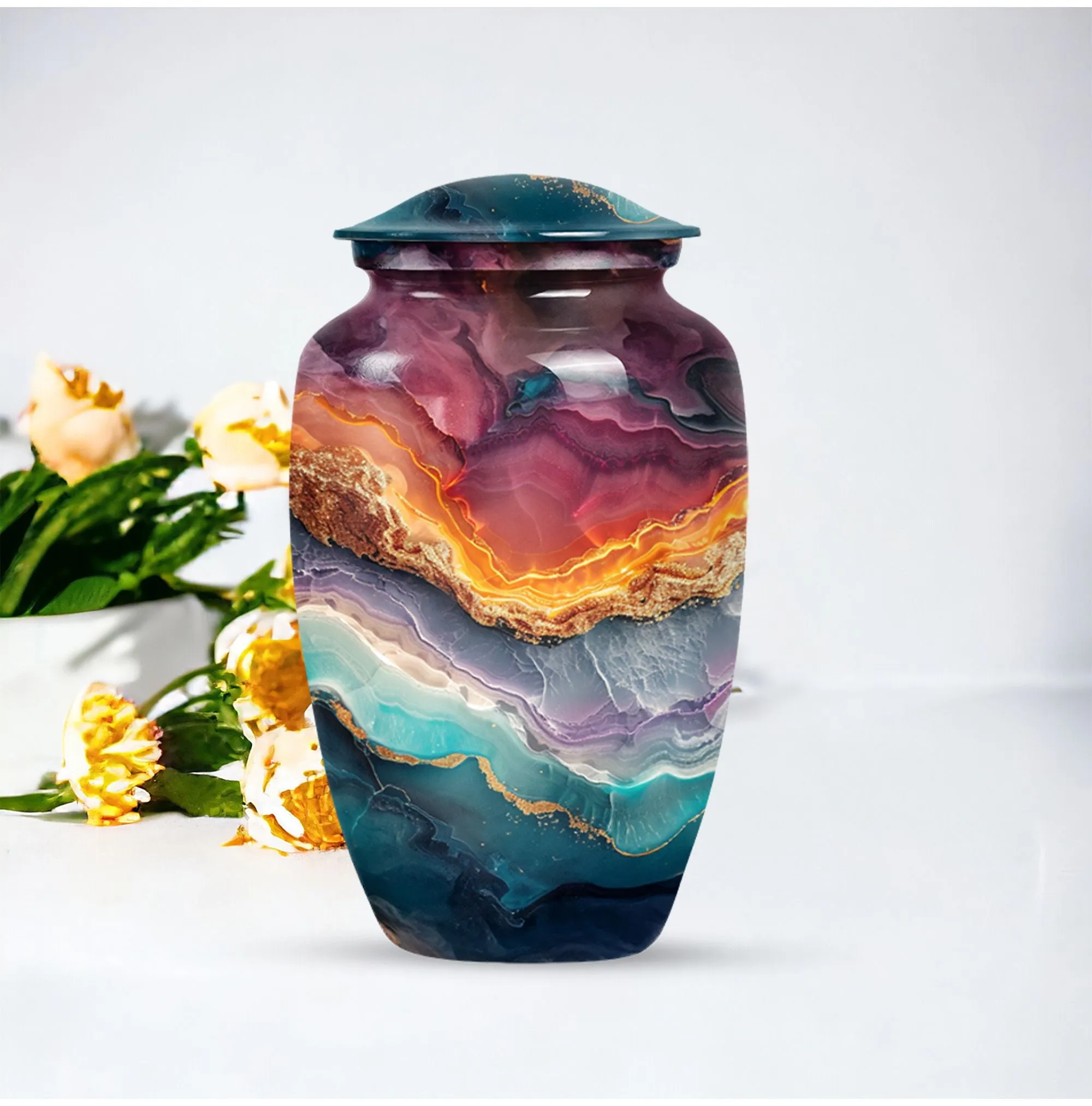 Vibrant Swirl Urn Memorial Urn for Cremated Human Ashes