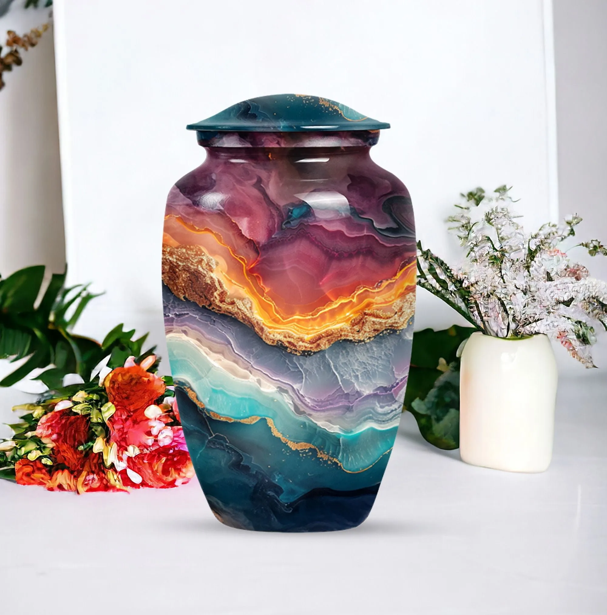Vibrant Swirl Urn Memorial Urn for Cremated Human Ashes
