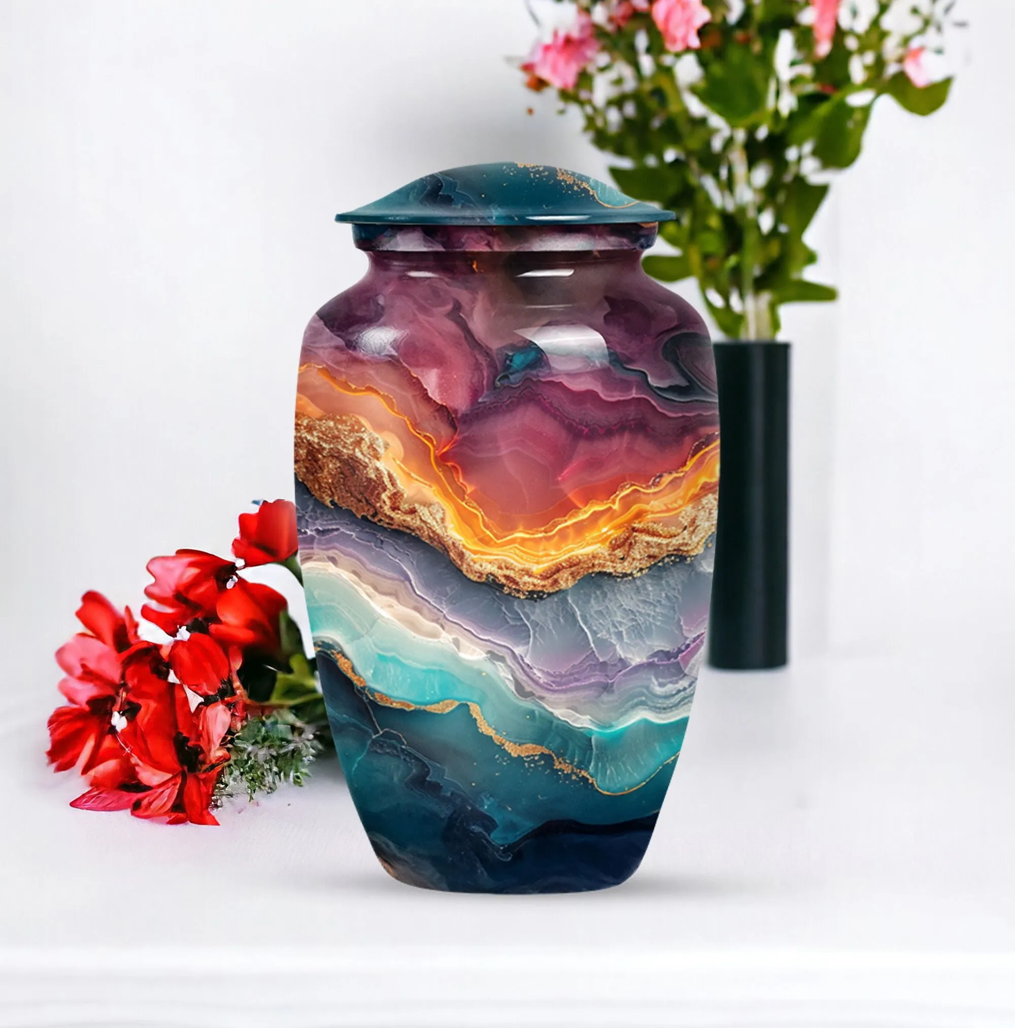 Vibrant Swirl Urn Memorial Urn for Cremated Human Ashes