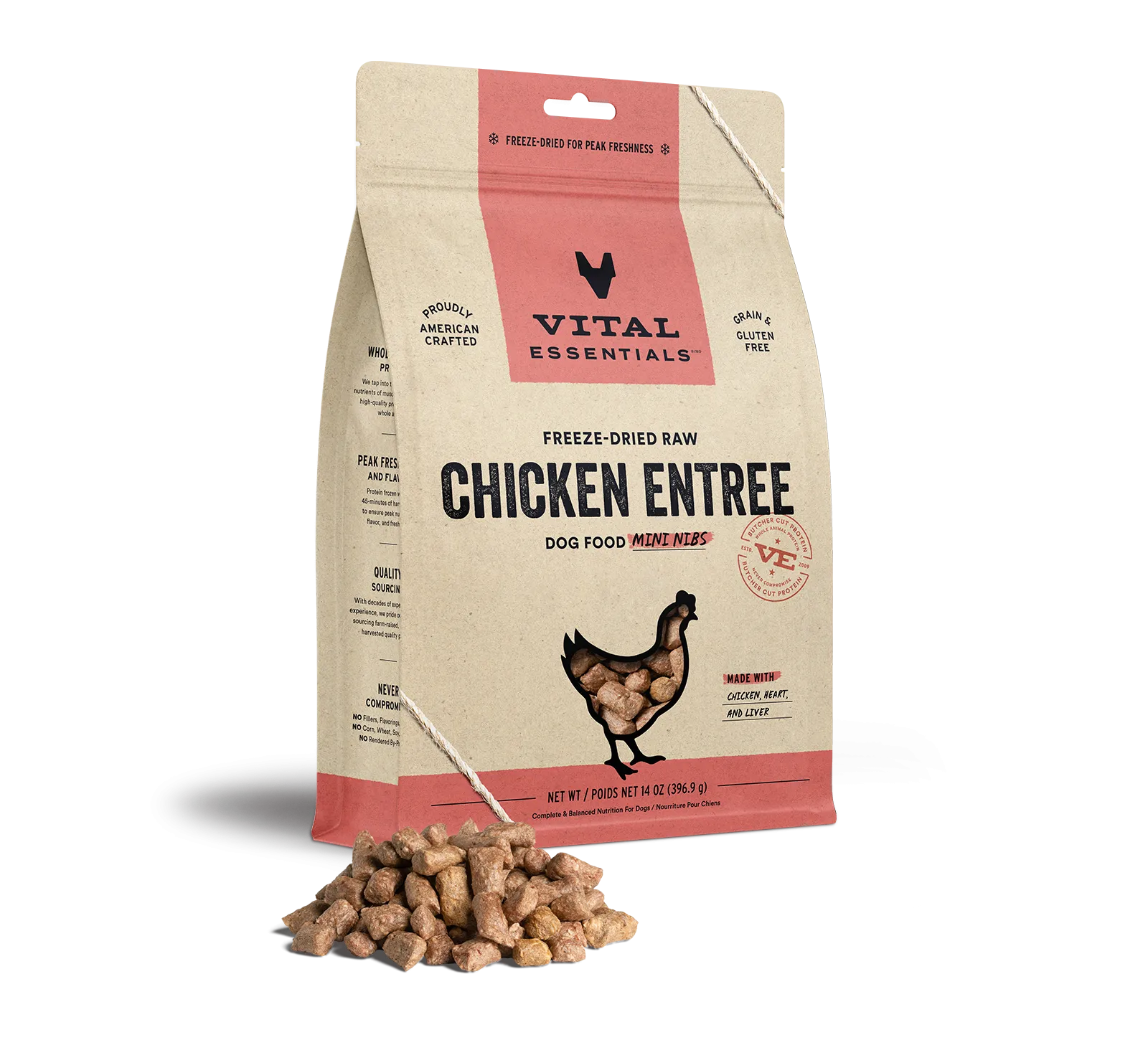 Vital Essentials Chicken Entree Mini Nibs Freeze-Dried Raw Dog Food