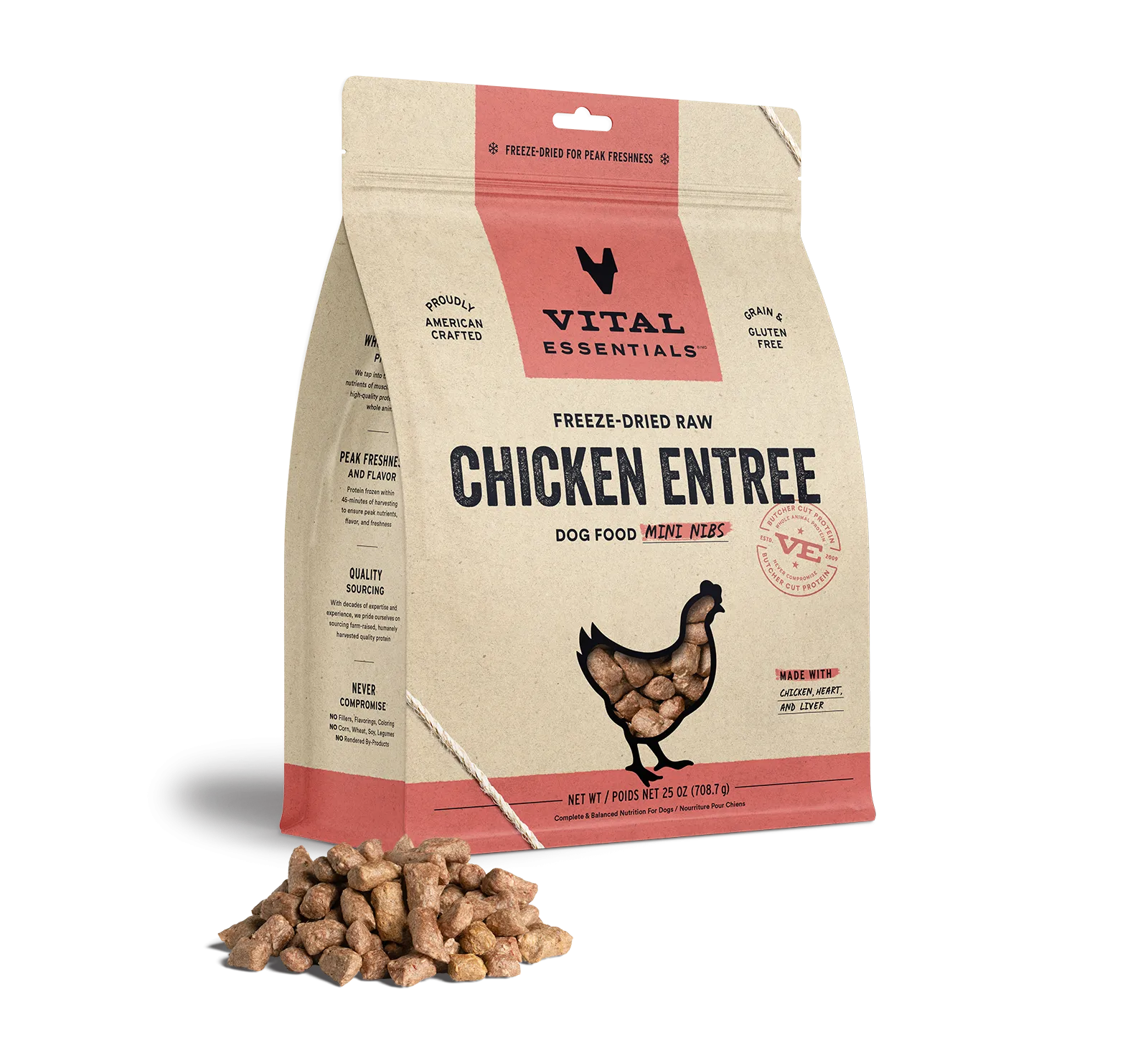 Vital Essentials Chicken Entree Mini Nibs Freeze-Dried Raw Dog Food