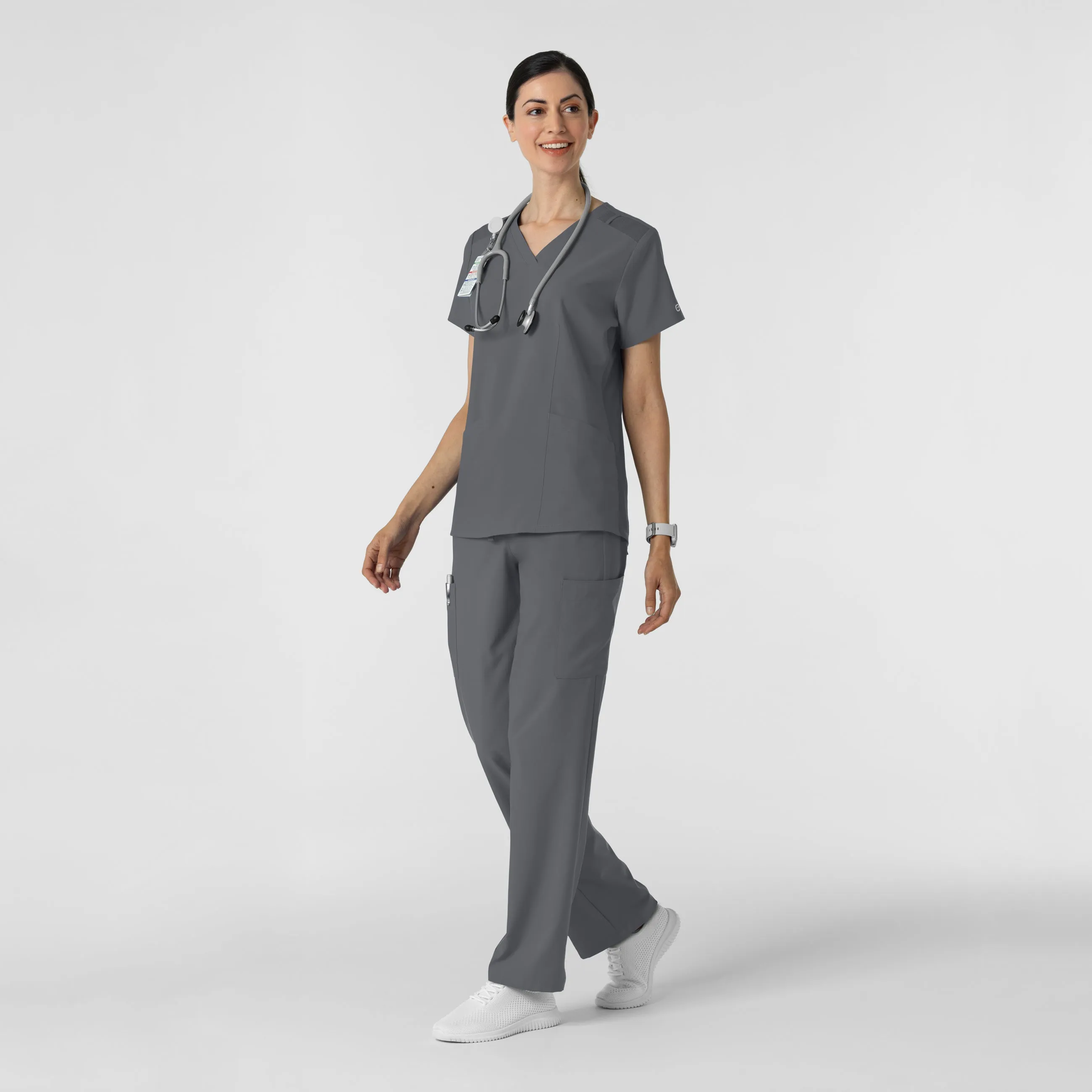 W123 Women's Cargo Utility Scrub Pant - Pewter