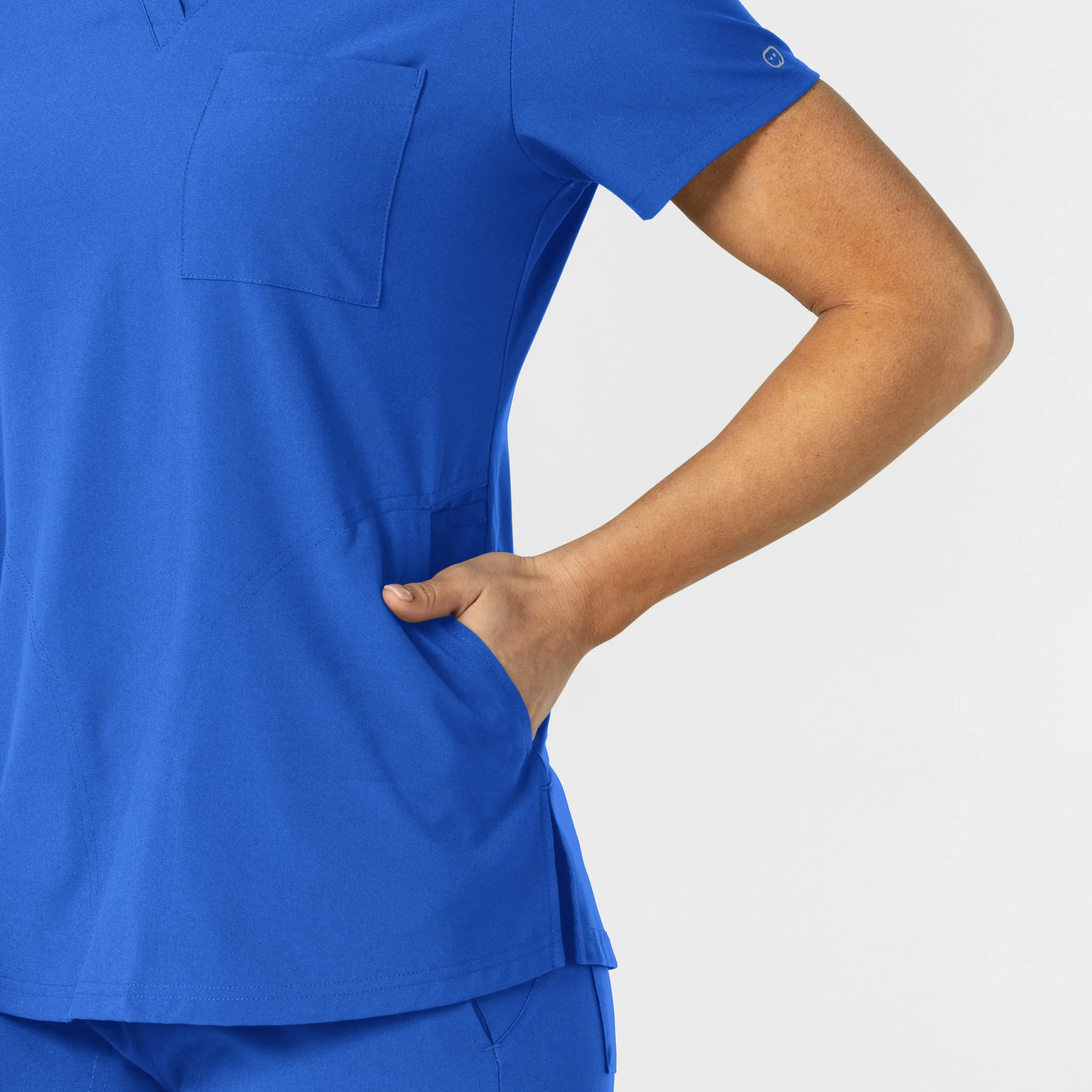 W123 Women's Flex-n-Reach V-Neck Scrub Top - Royal