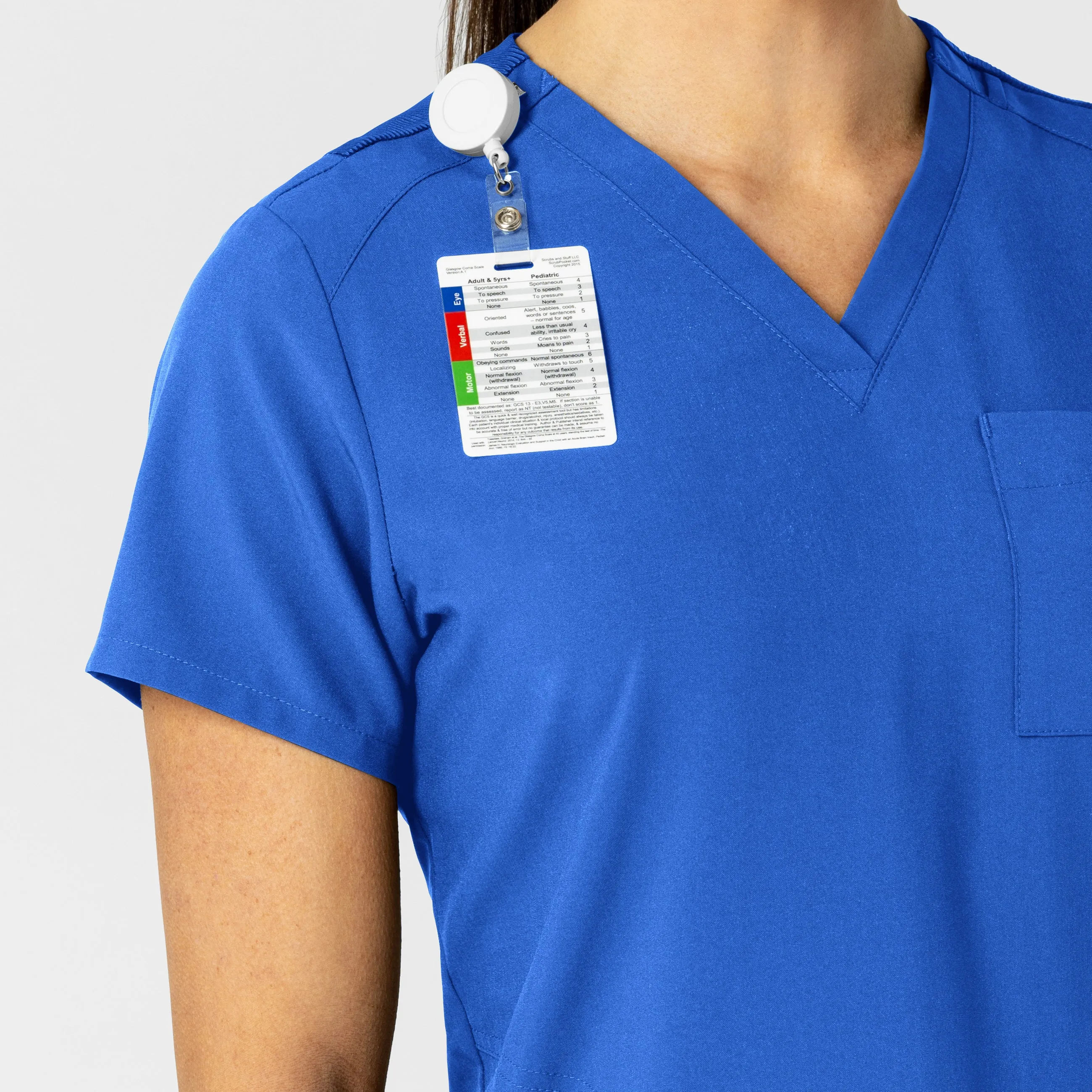W123 Women's Flex-n-Reach V-Neck Scrub Top - Royal