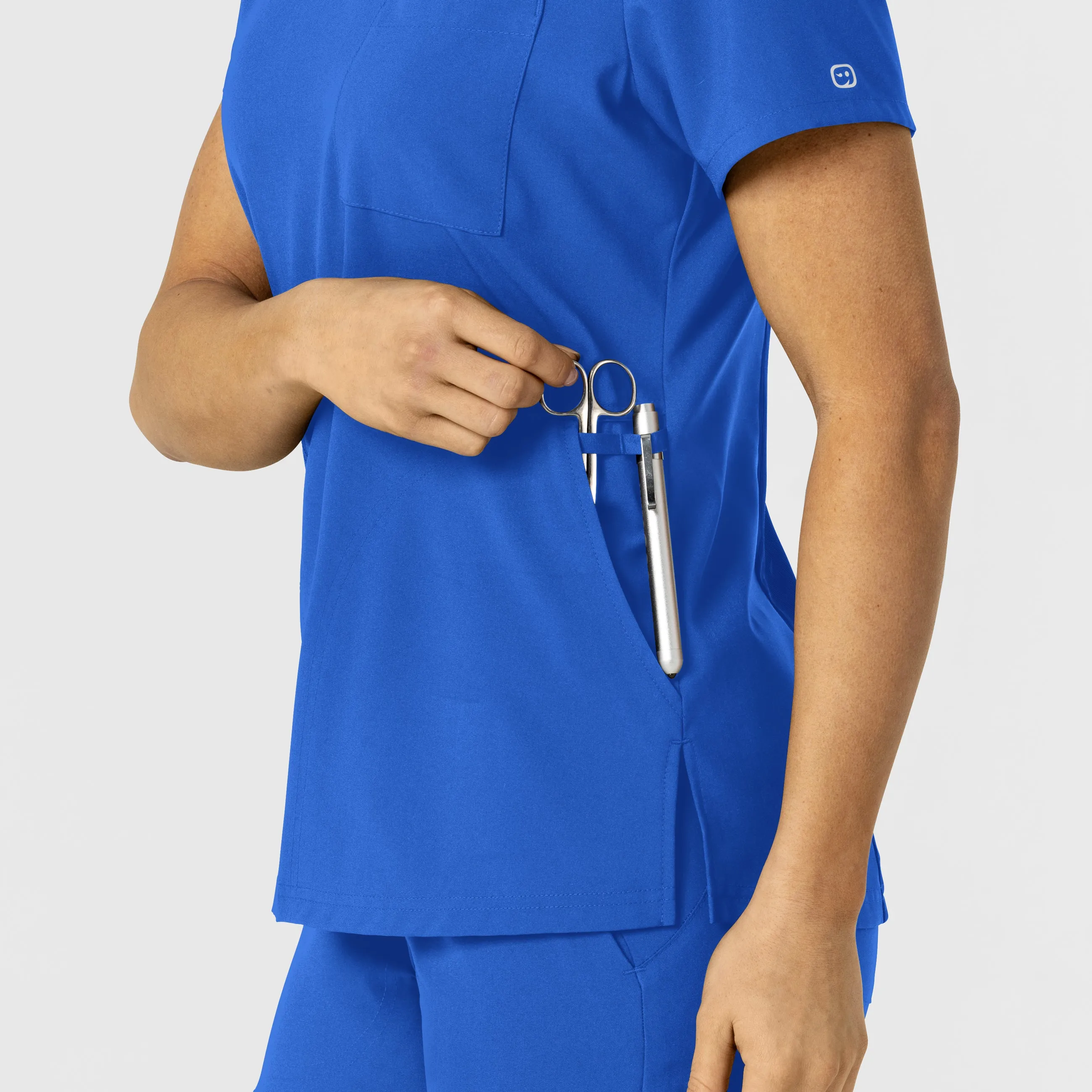 W123 Women's Flex-n-Reach V-Neck Scrub Top - Royal